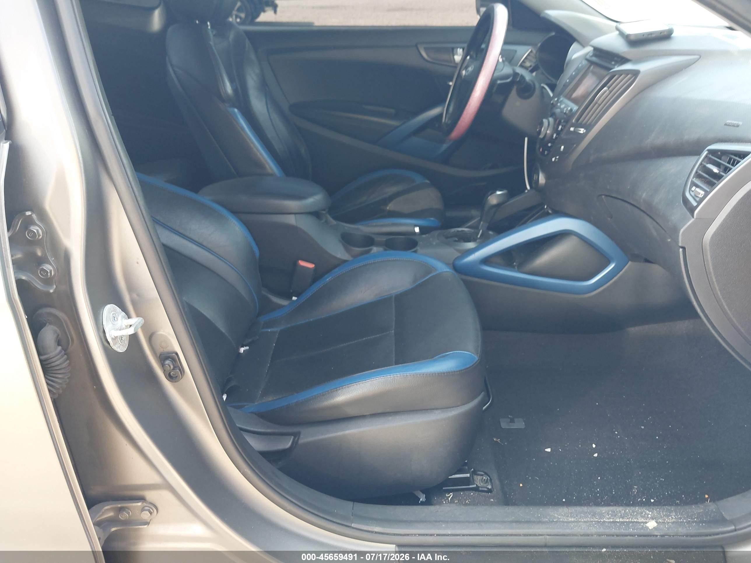2013 Hyundai Veloster Turbo W/blue Gray vin: KMHTC6AE3DU172504
