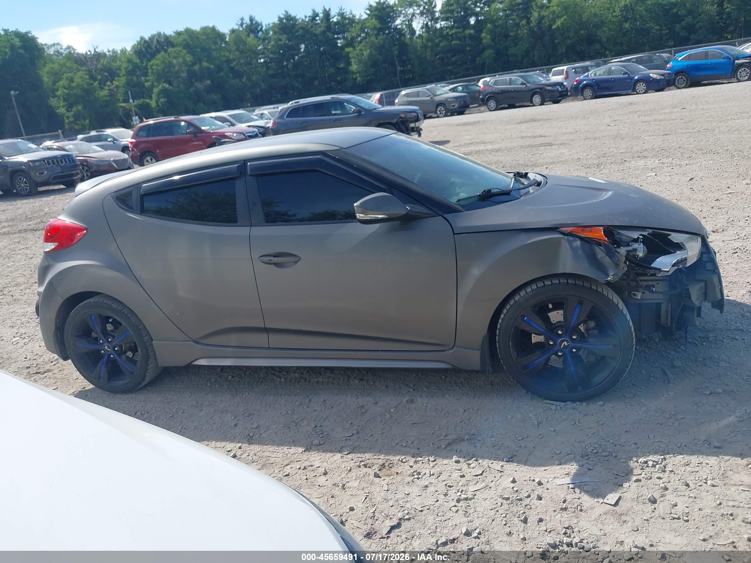 2013 Hyundai Veloster Turbo W/blue Gray vin: KMHTC6AE3DU172504
