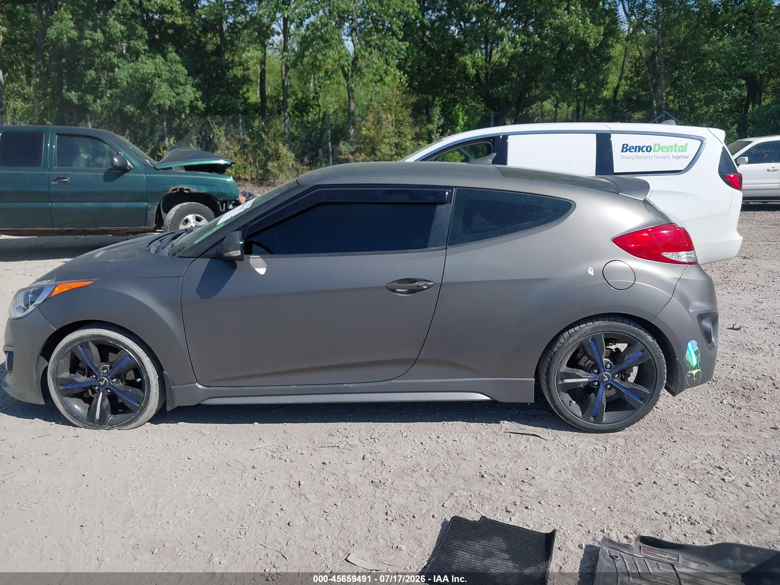 2013 Hyundai Veloster Turbo W/blue Gray vin: KMHTC6AE3DU172504