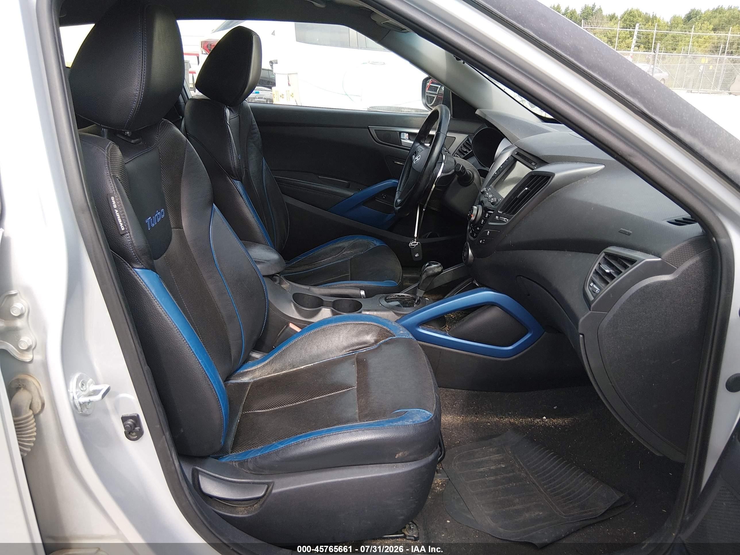 2013 Hyundai Veloster Turbo W/blue Серебряный vin: KMHTC6AE3DU180778