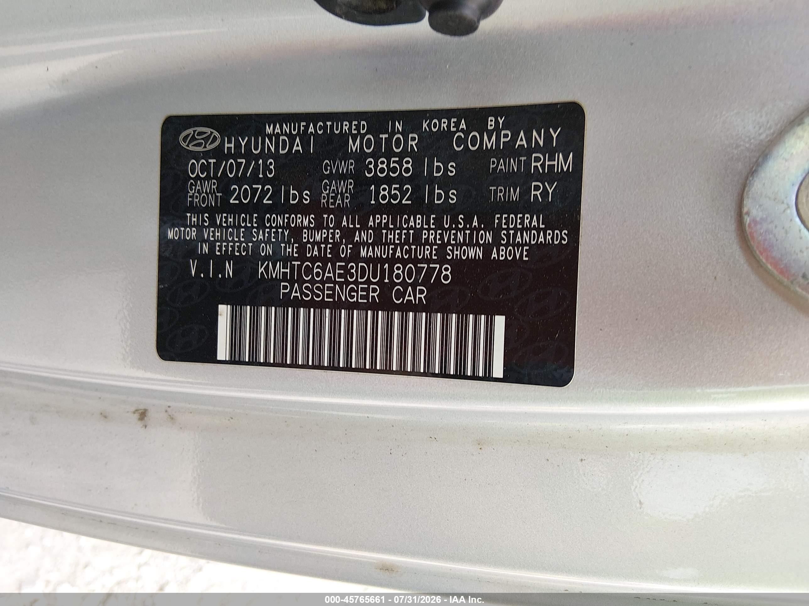 2013 Hyundai Veloster Turbo W/blue Серебряный vin: KMHTC6AE3DU180778