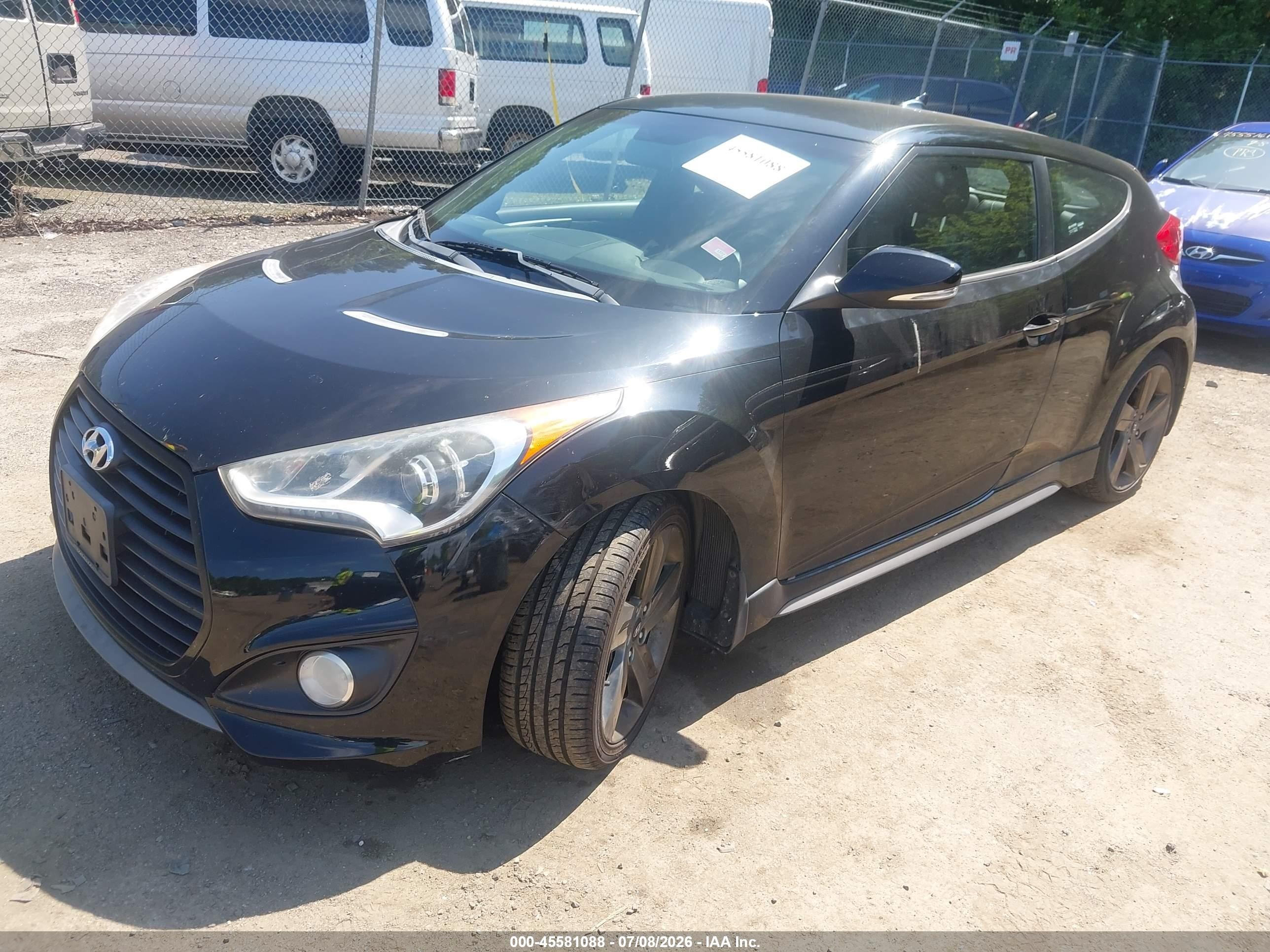 2014 Hyundai Veloster Turbo W/black Black vin: KMHTC6AE3EU199803