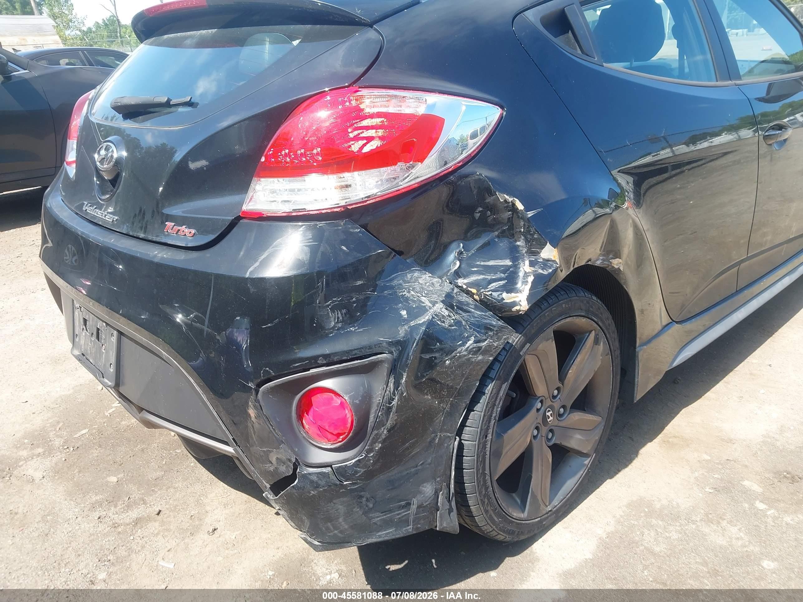2014 Hyundai Veloster Turbo W/black Black vin: KMHTC6AE3EU199803
