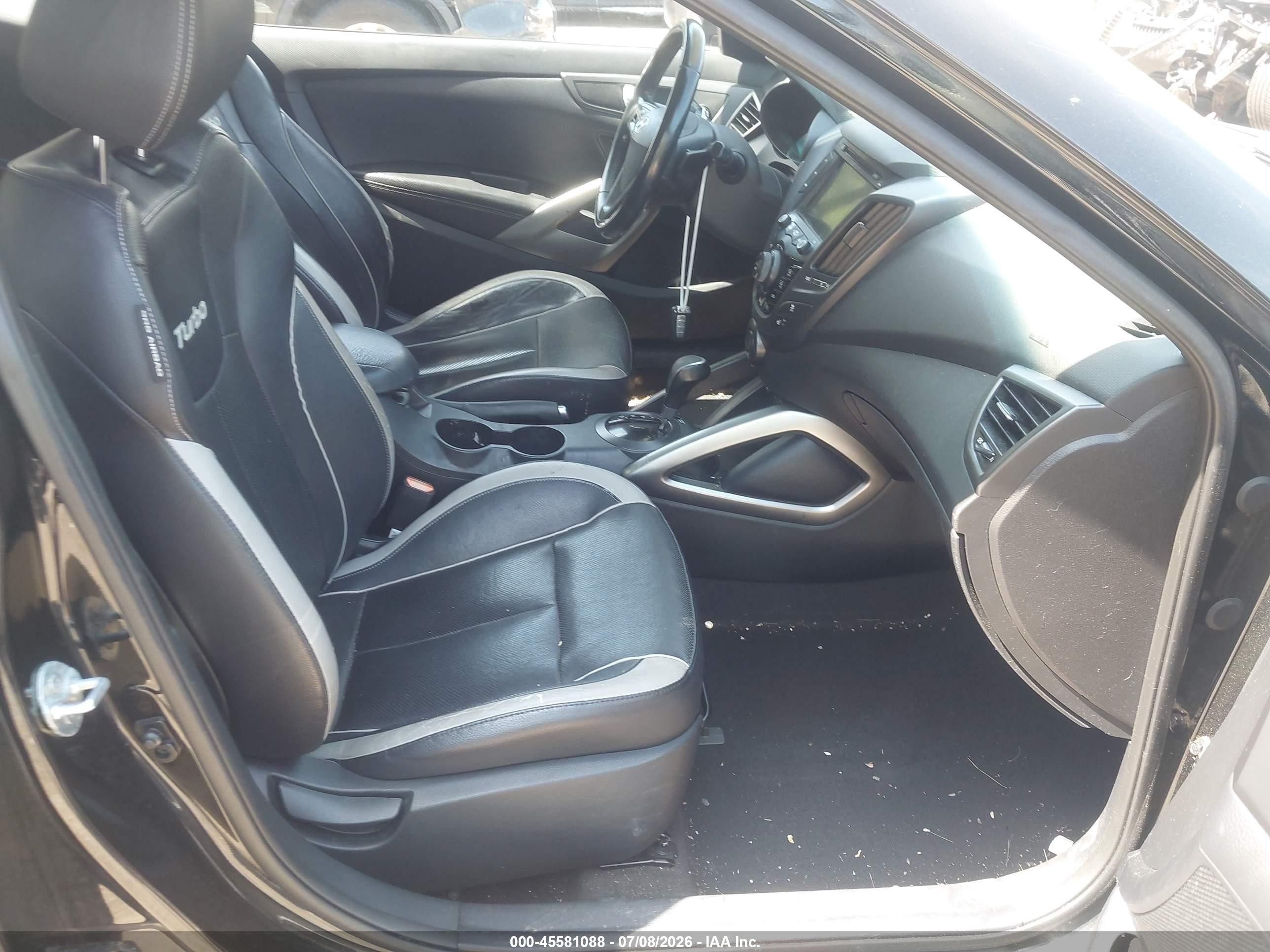2014 Hyundai Veloster Turbo W/black Black vin: KMHTC6AE3EU199803
