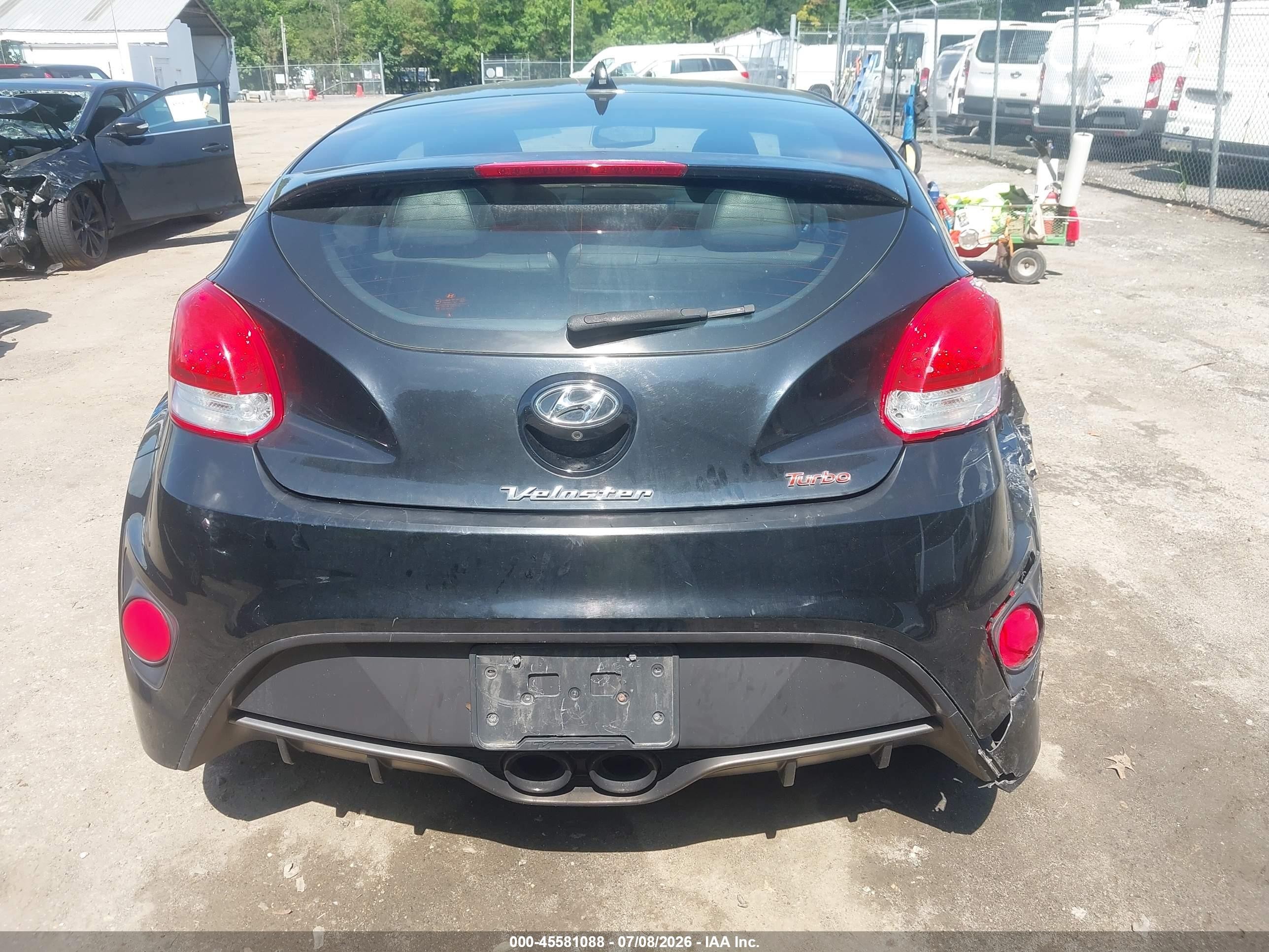2014 Hyundai Veloster Turbo W/black Black vin: KMHTC6AE3EU199803
