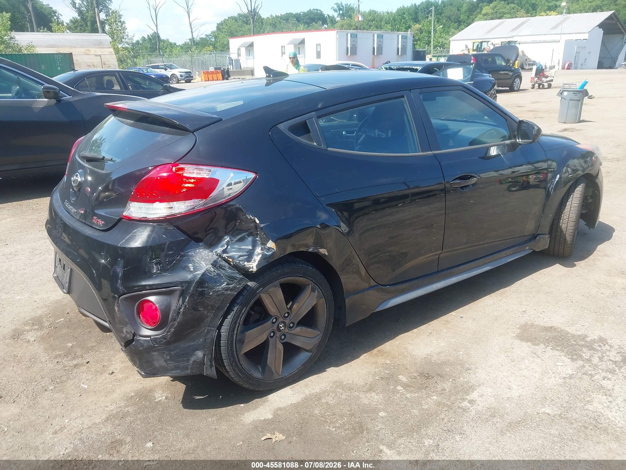 2014 Hyundai Veloster Turbo W/black Black vin: KMHTC6AE3EU199803