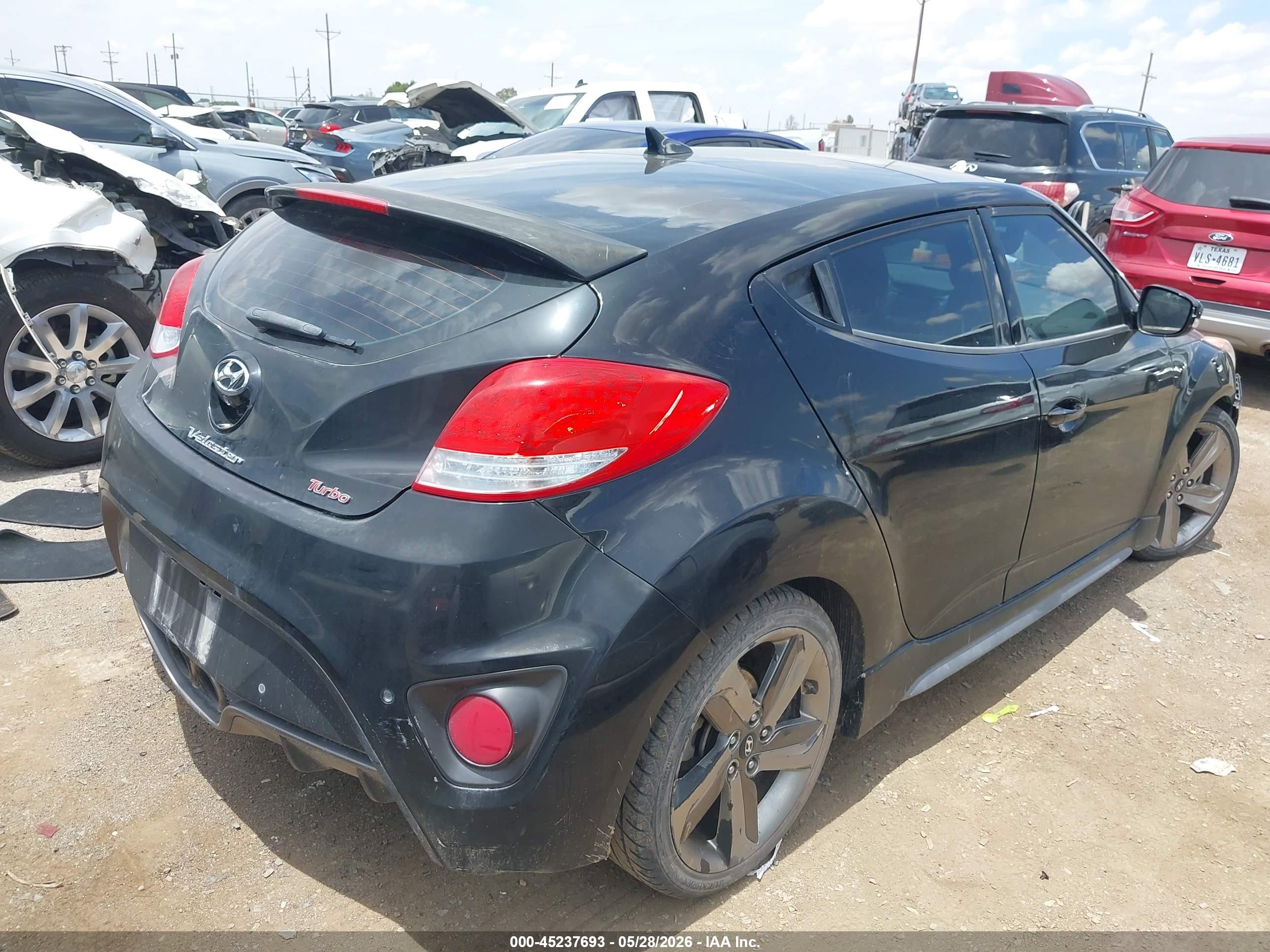 2014 Hyundai Veloster Turbo W/blue Black vin: KMHTC6AE3EU210315