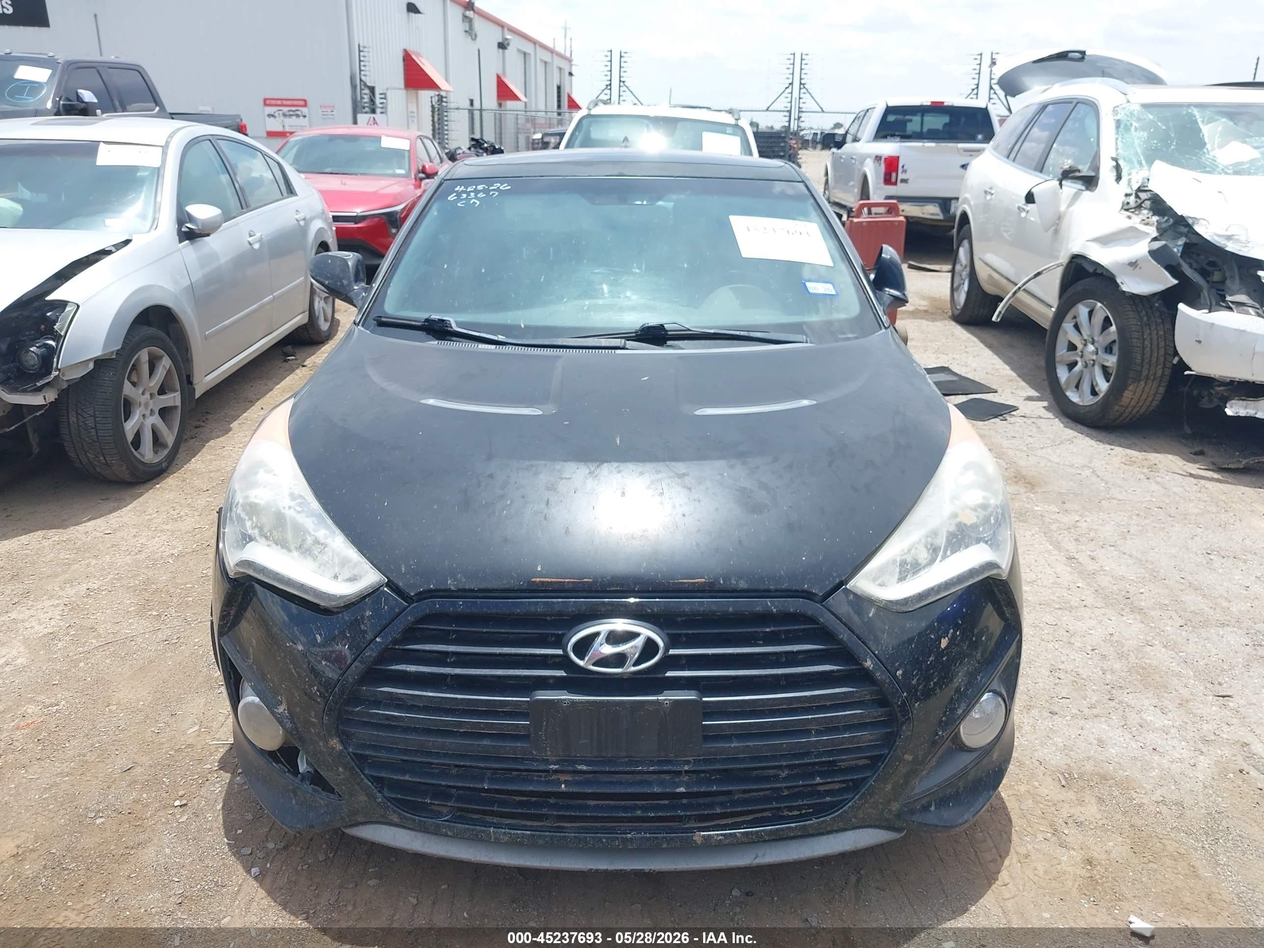 2014 Hyundai Veloster Turbo W/blue Black vin: KMHTC6AE3EU210315