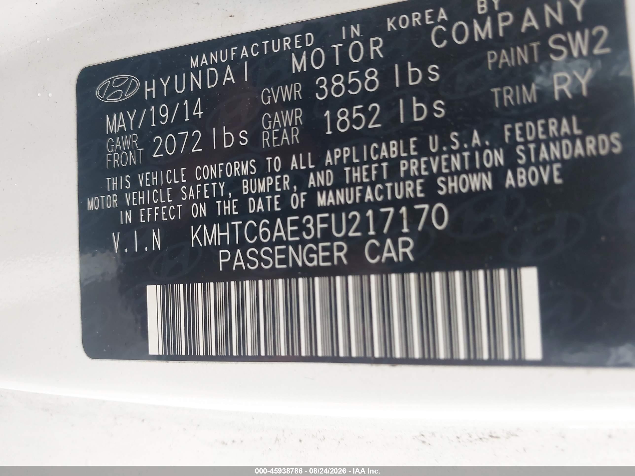 2015 Hyundai Veloster Turbo White vin: KMHTC6AE3FU217170