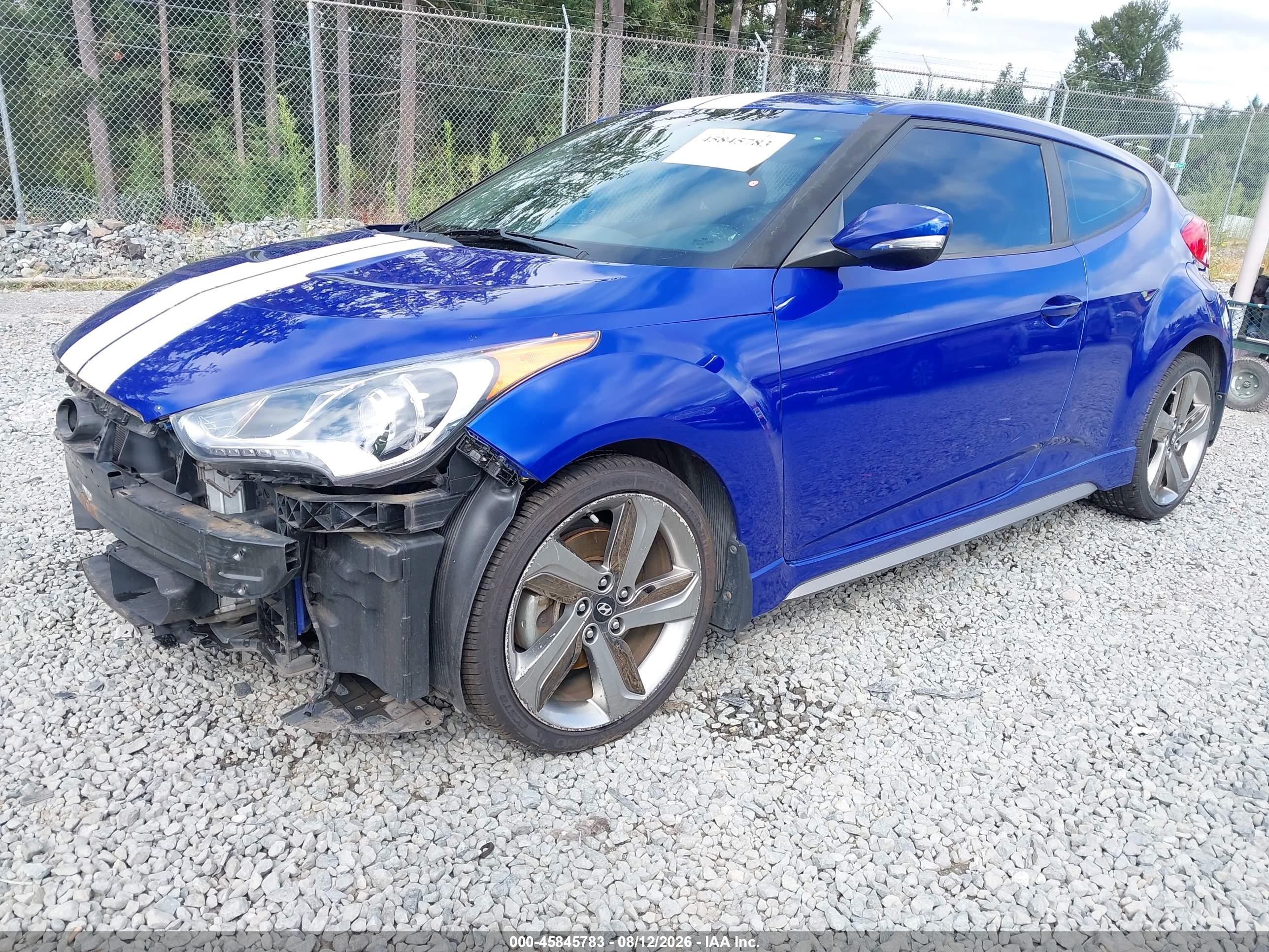 2013 Hyundai Veloster Turbo W/black Blue vin: KMHTC6AE4DU162855