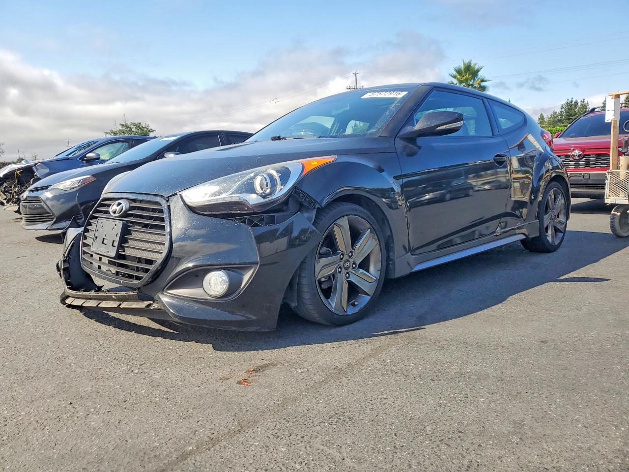 2015 Hyundai Veloster Turbo Black vin: KMHTC6AE4FU222684