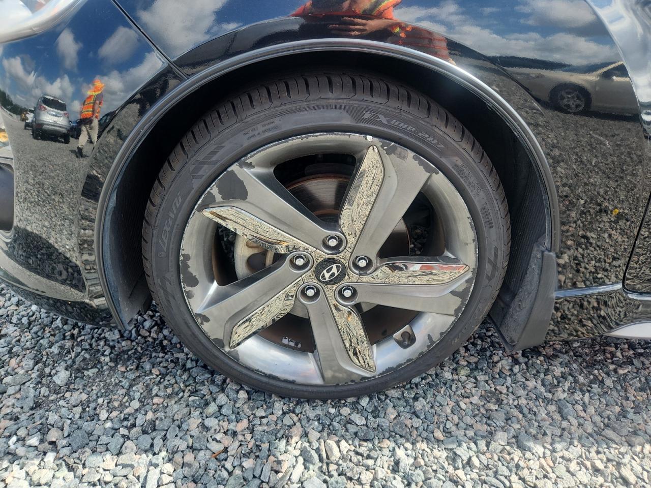 2015 Hyundai Veloster Turbo Black vin: KMHTC6AE4FU231787 Damage: Left Front Wheel, Curb Rash, > 12 Inches