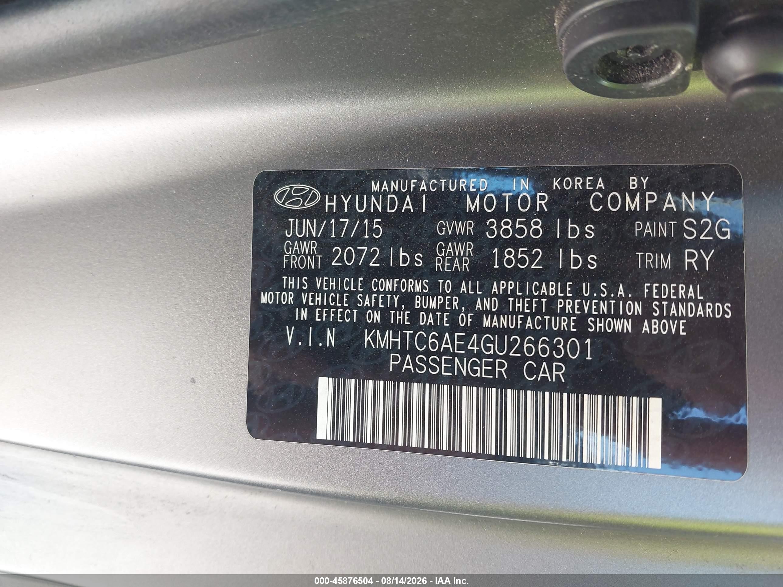 2016 Hyundai Veloster Turbo Gray vin: KMHTC6AE4GU266301