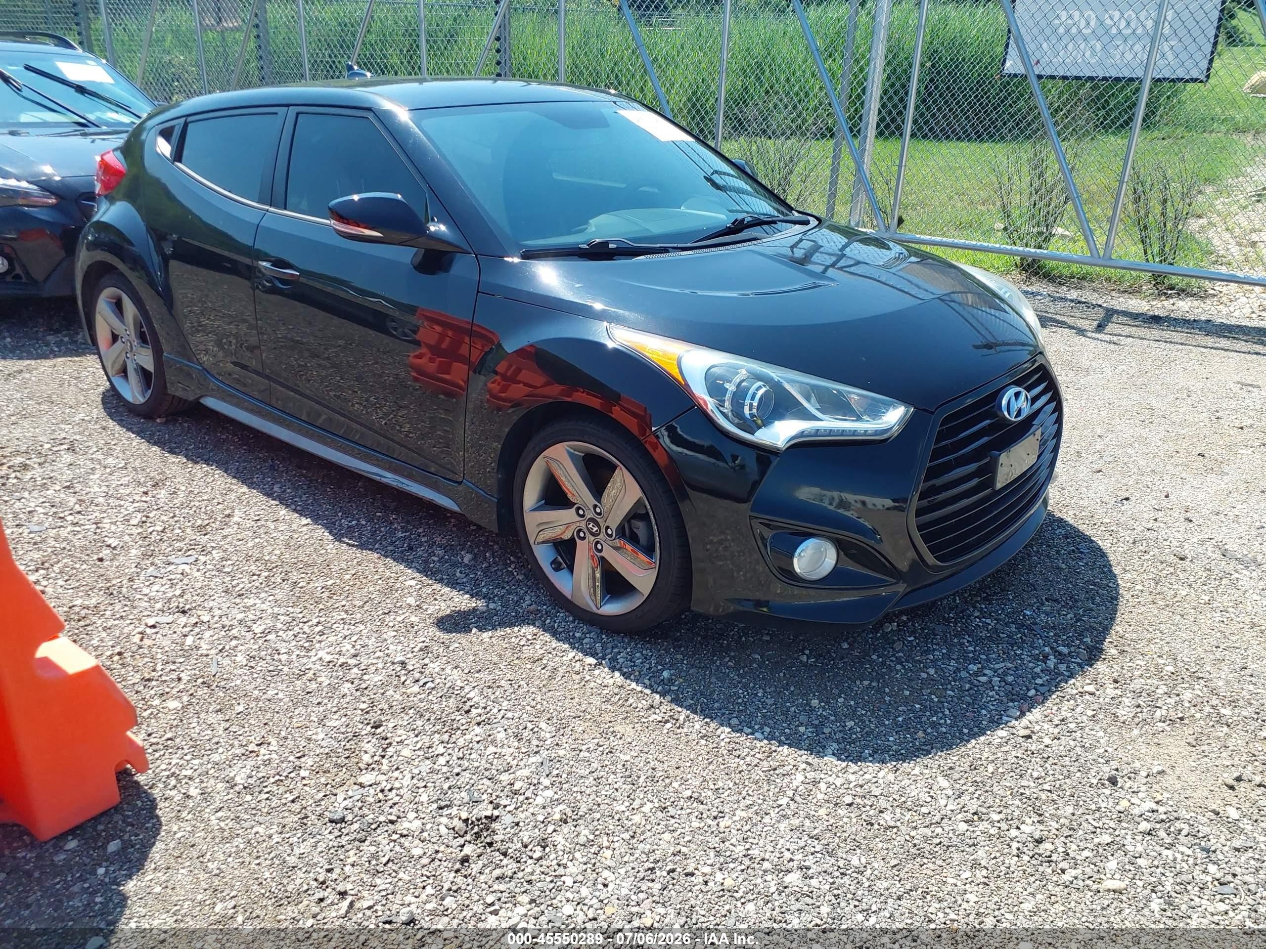 2013 Hyundai Veloster Turbo W/black Black vin: KMHTC6AE5DU147572