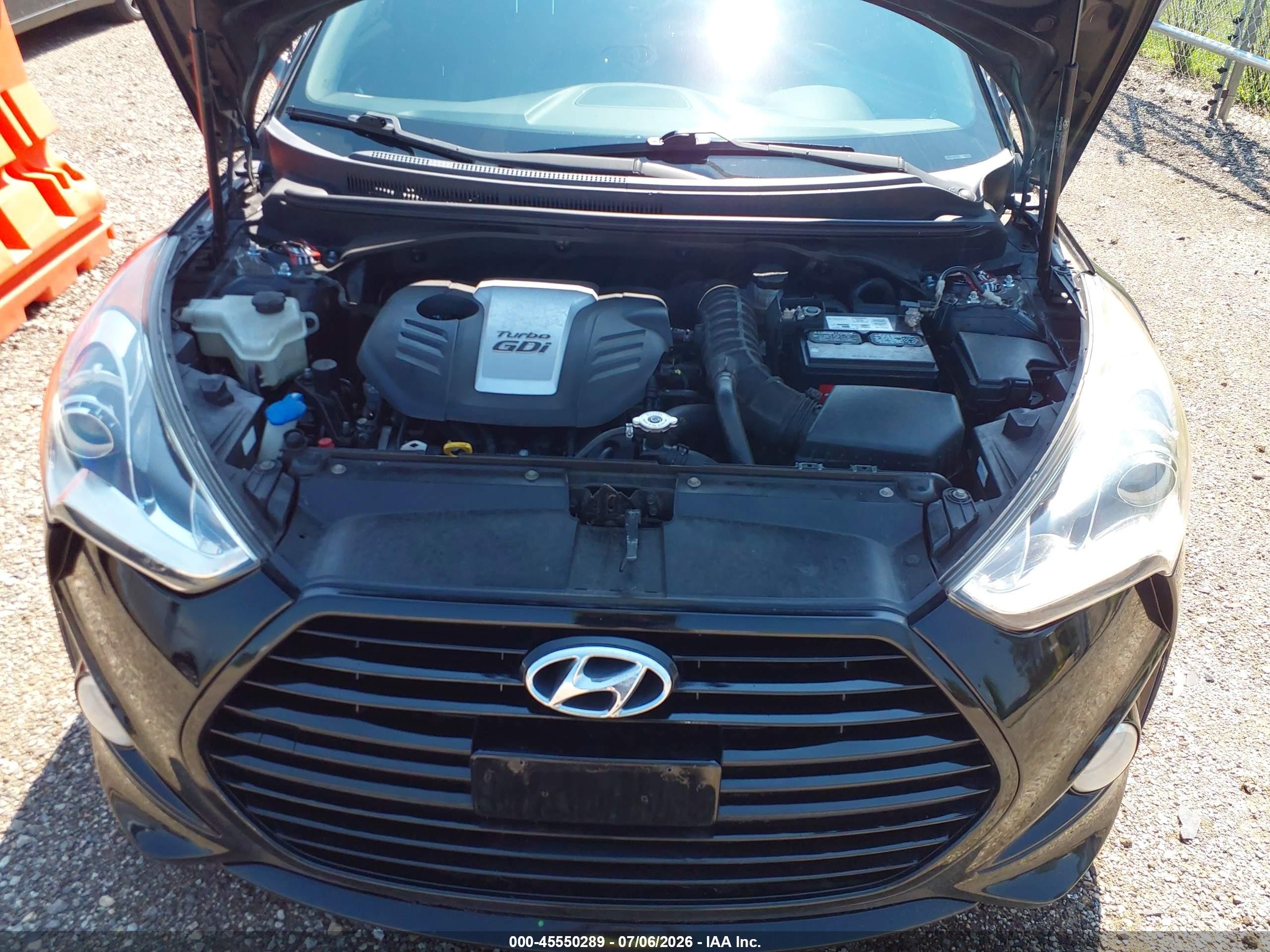 2013 Hyundai Veloster Turbo W/black Black vin: KMHTC6AE5DU147572