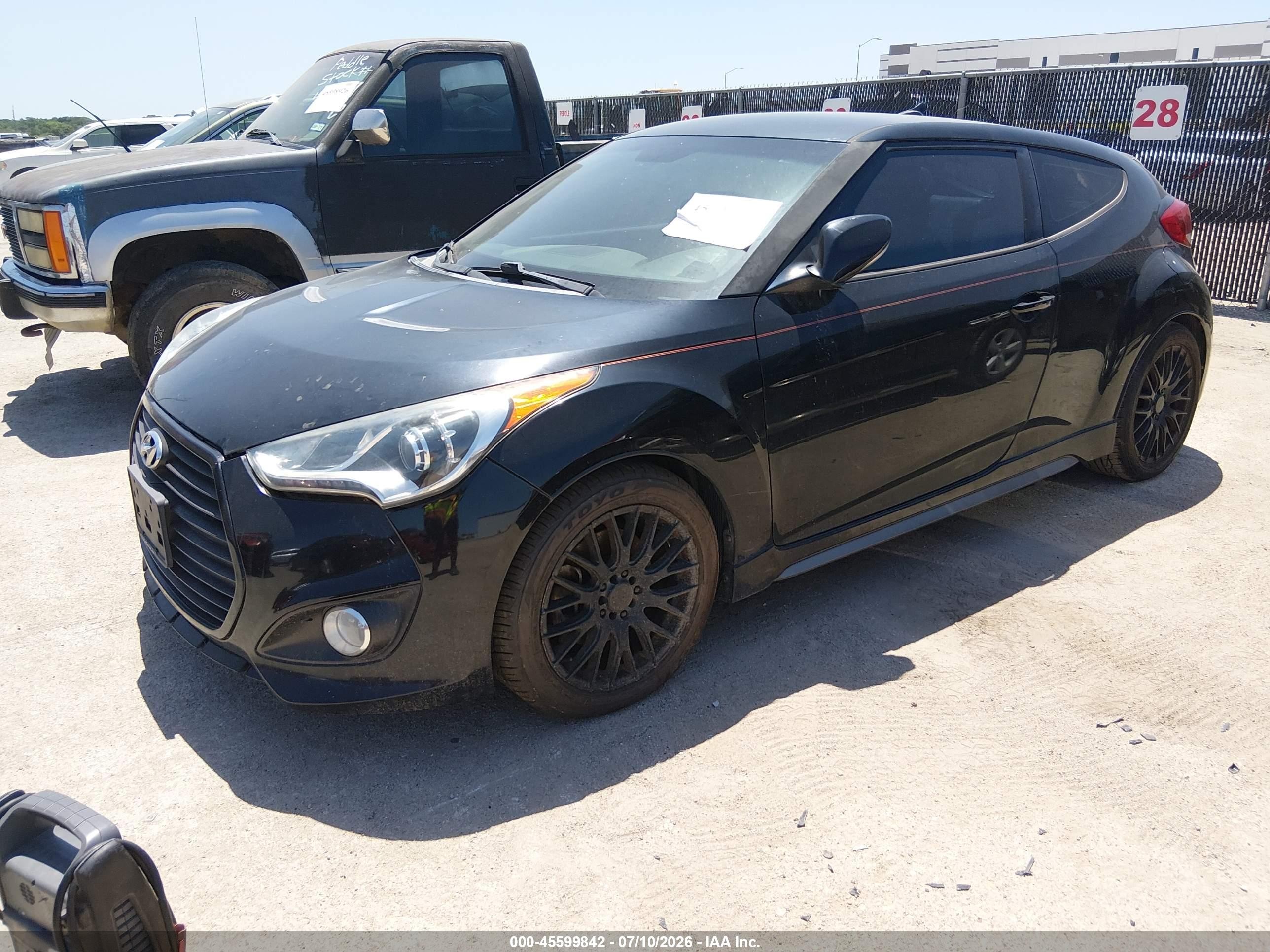 2013 Hyundai Veloster Turbo W/black Black vin: KMHTC6AE5DU168924