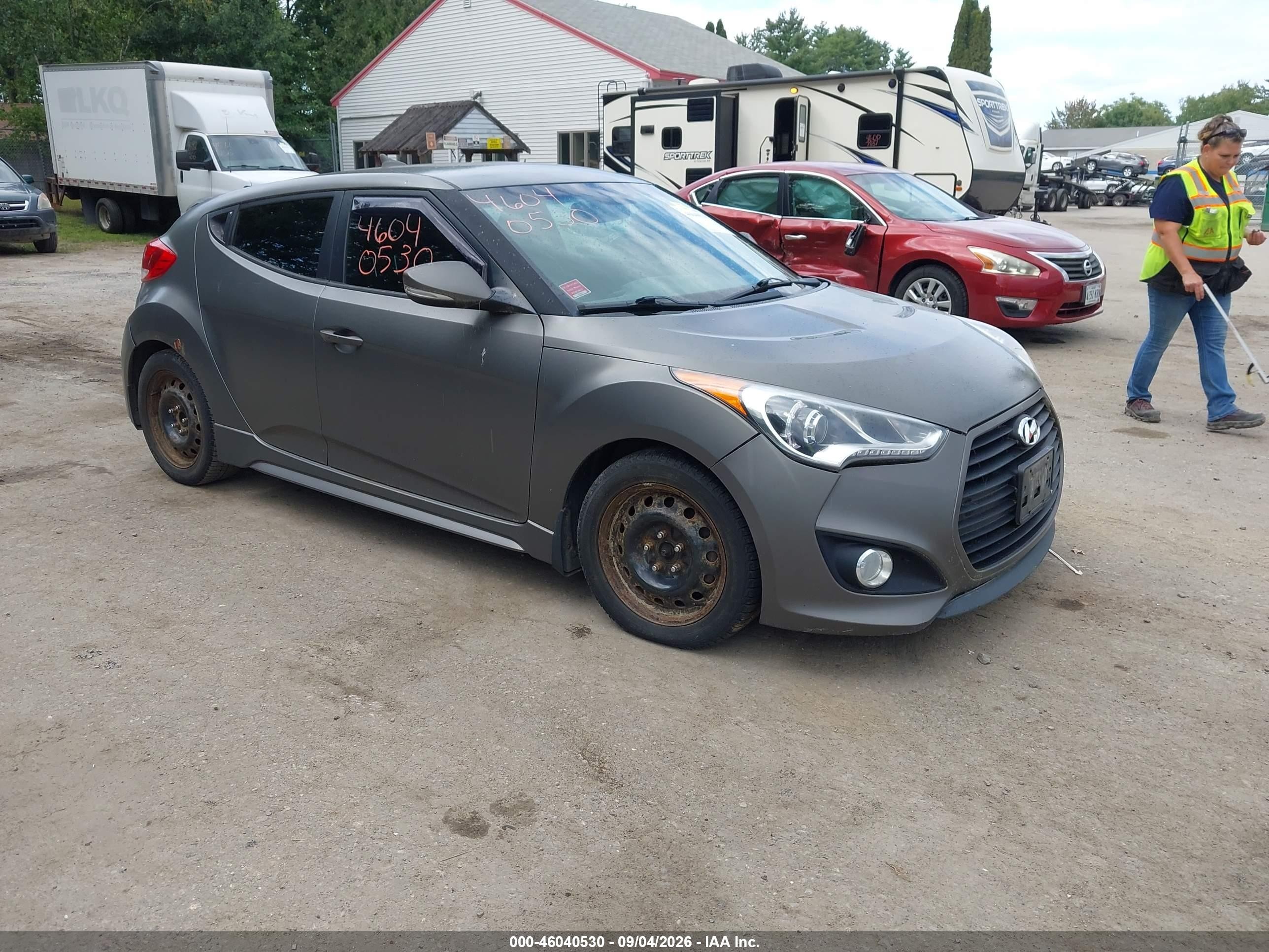 2013 Hyundai Veloster Turbo W/black Gray vin: KMHTC6AE5DU172228