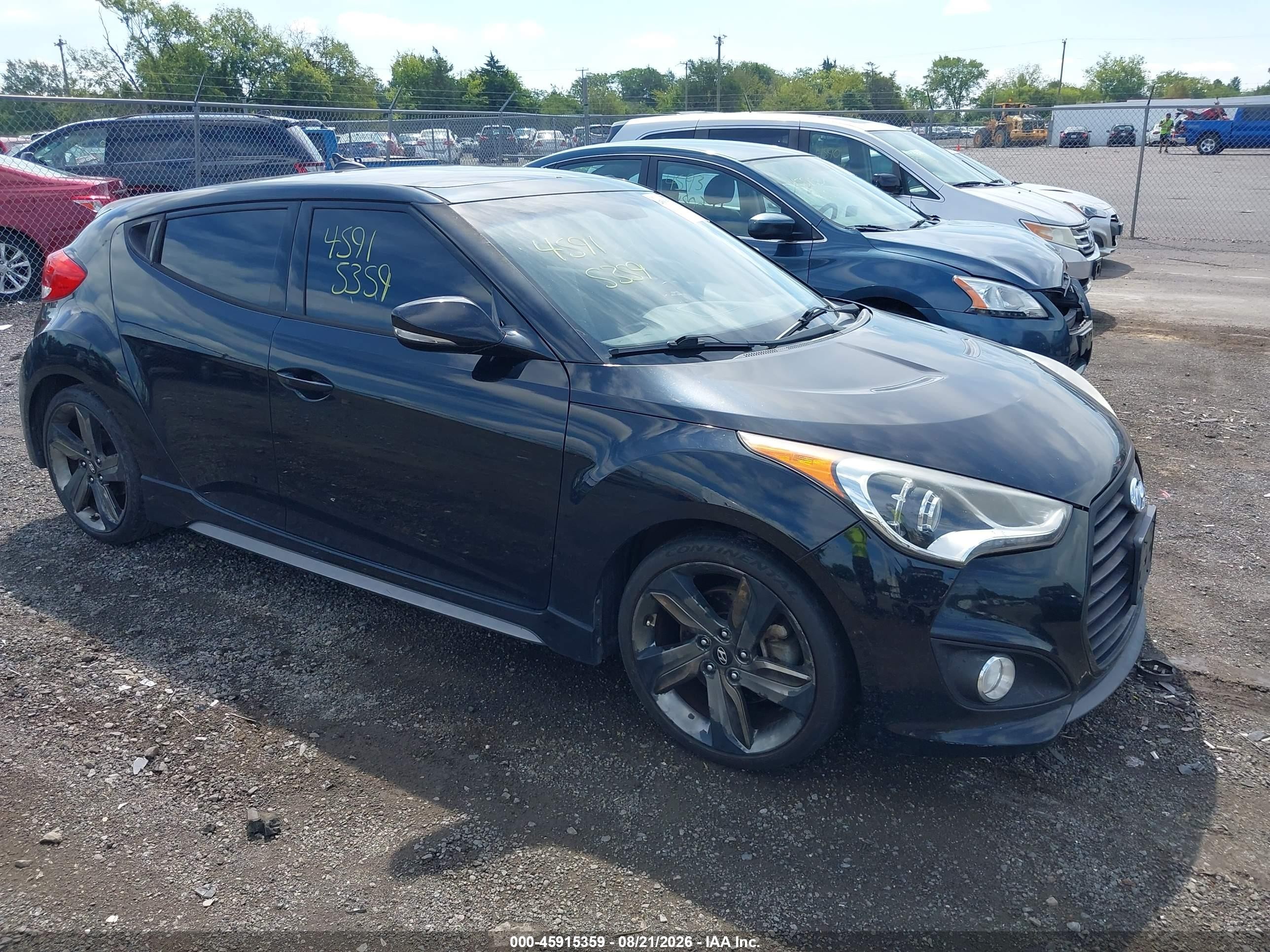 2015 Hyundai Veloster Turbo Black vin: KMHTC6AE5FU216361