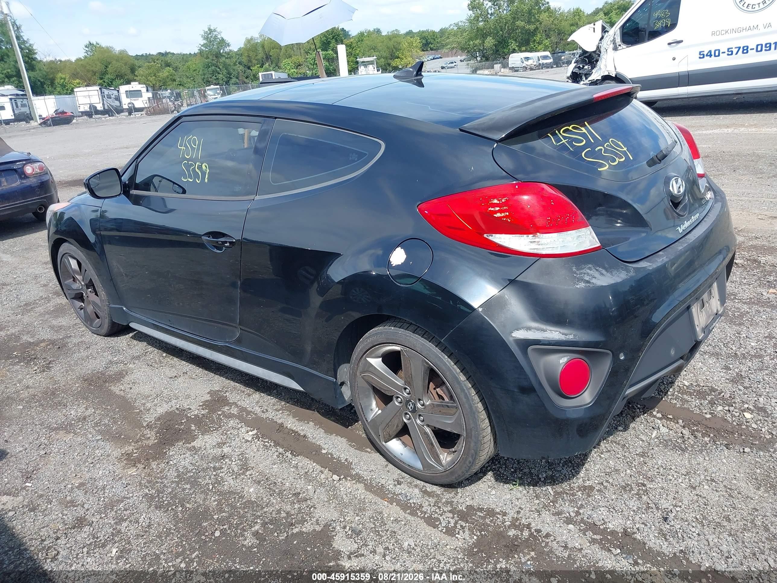 2015 Hyundai Veloster Turbo Black vin: KMHTC6AE5FU216361