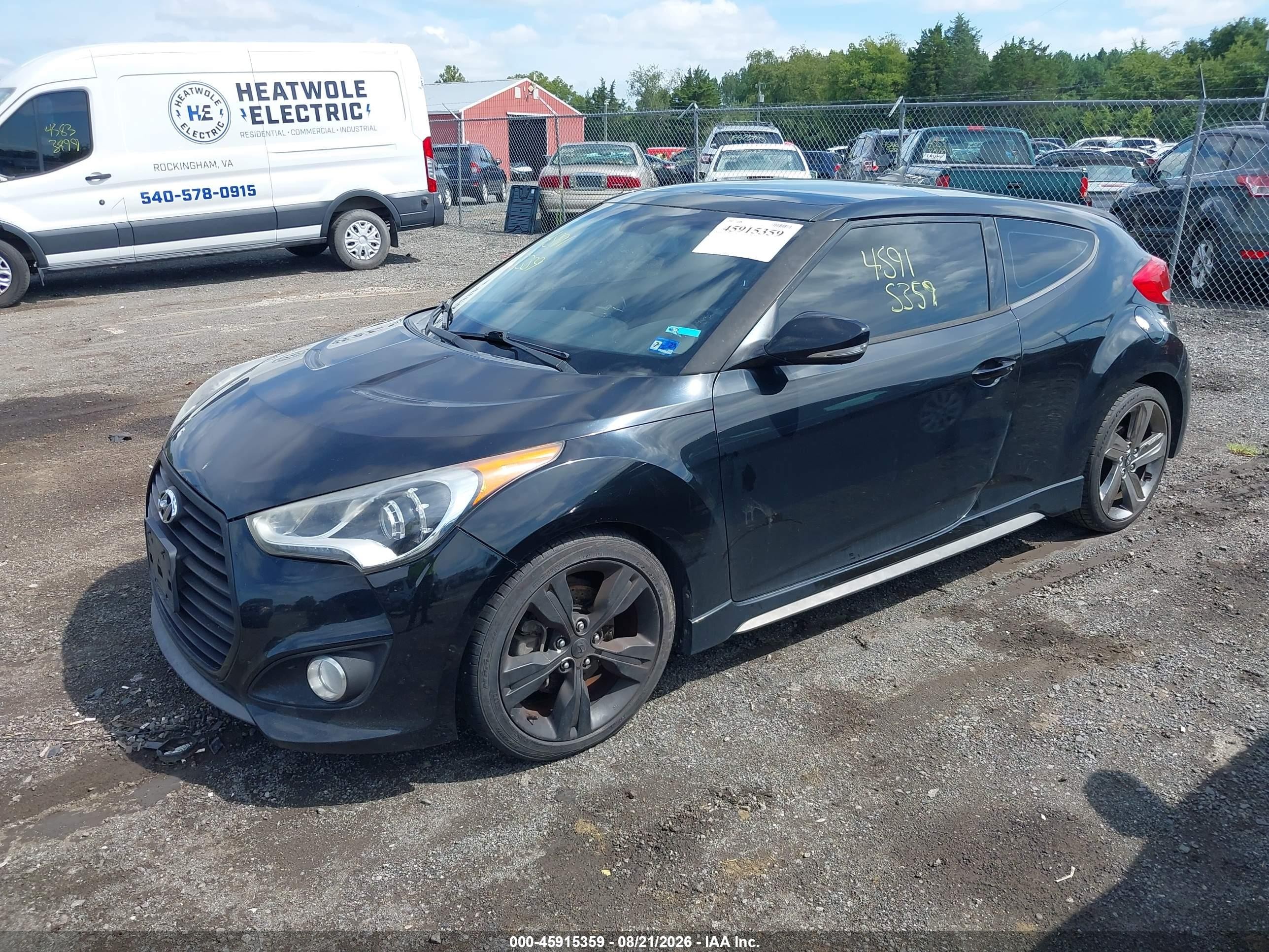 2015 Hyundai Veloster Turbo Black vin: KMHTC6AE5FU216361