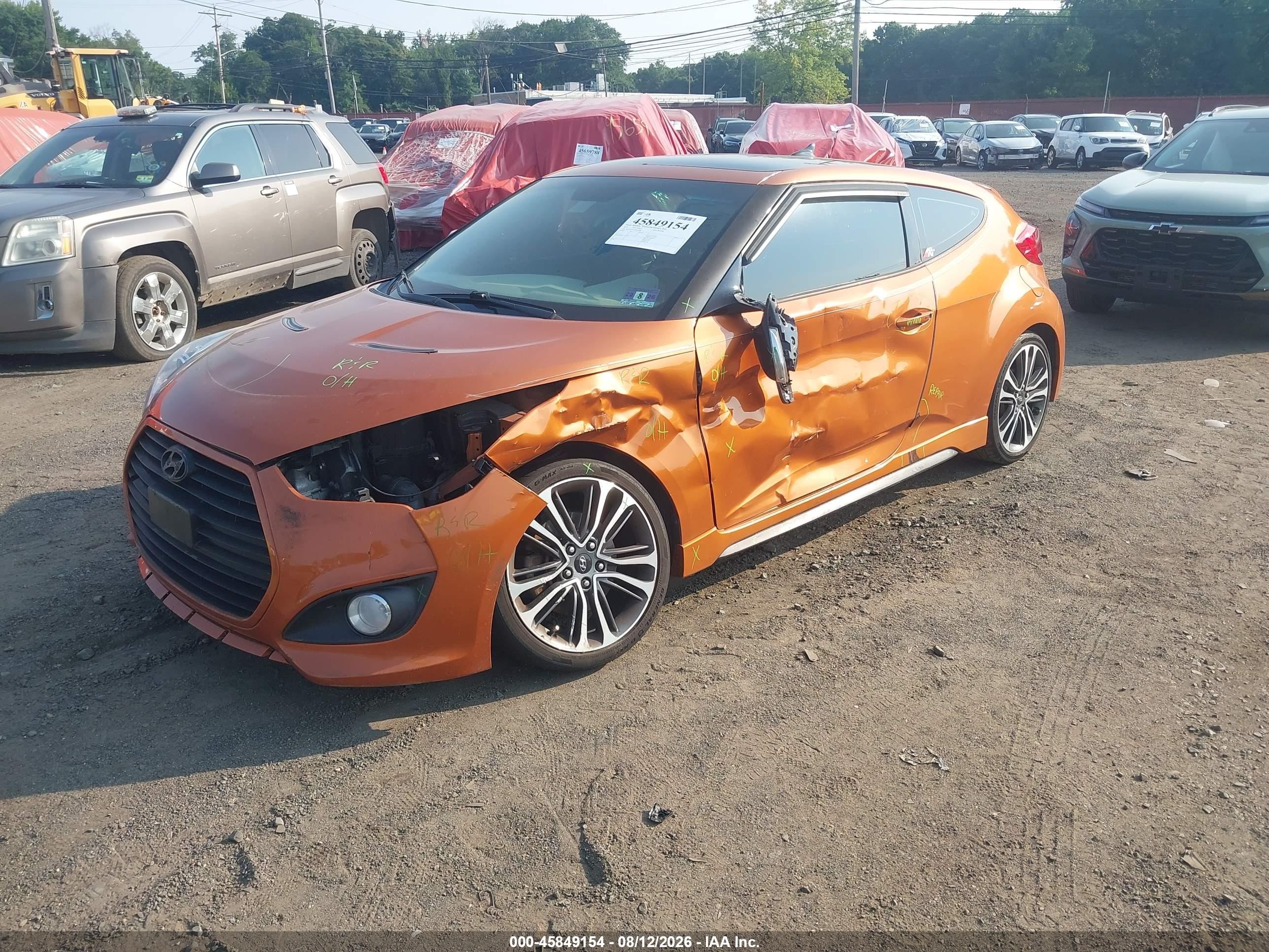 2015 Hyundai Veloster Turbo Orange vin: KMHTC6AE5FU217848