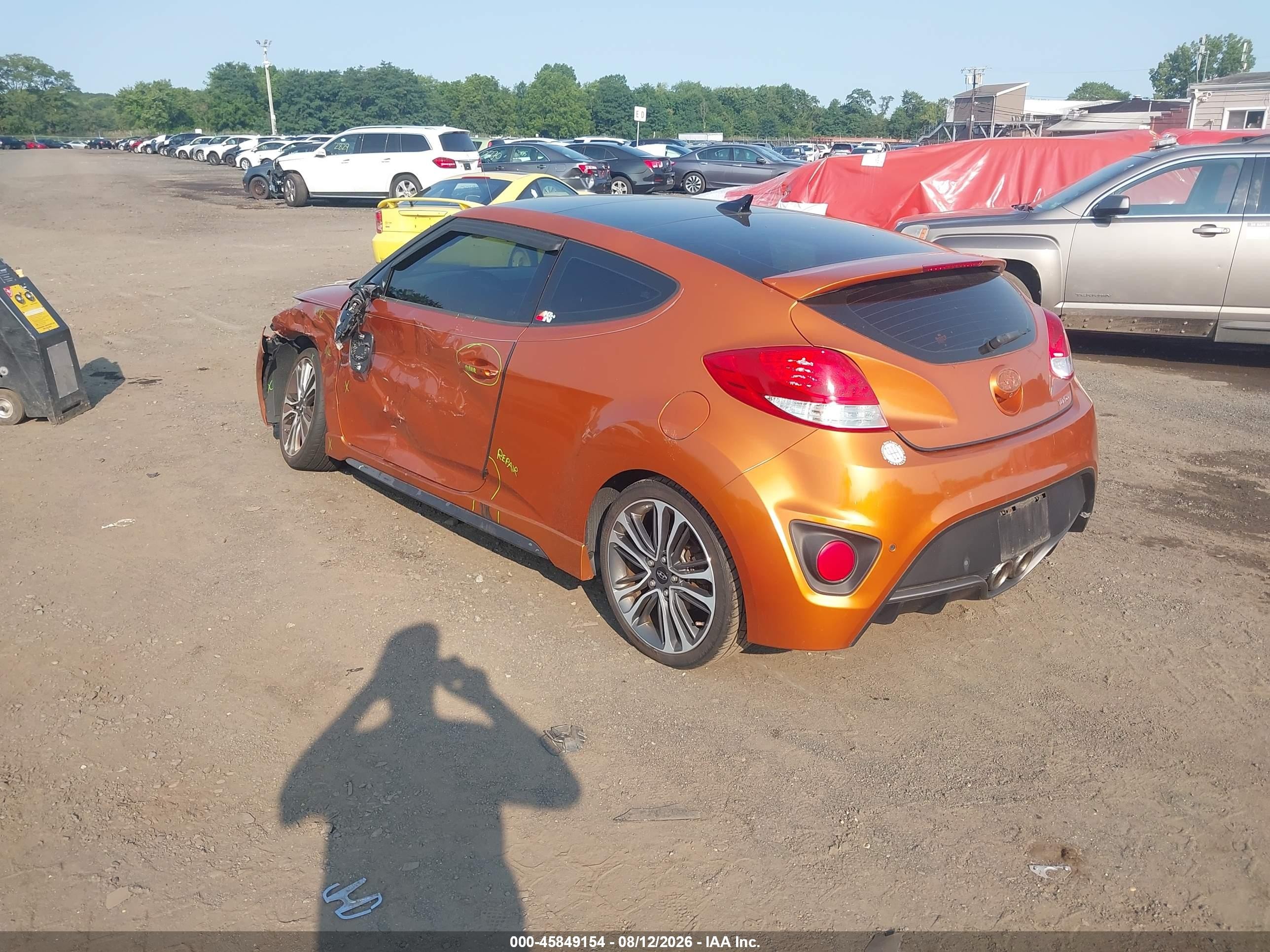 2015 Hyundai Veloster Turbo Orange vin: KMHTC6AE5FU217848