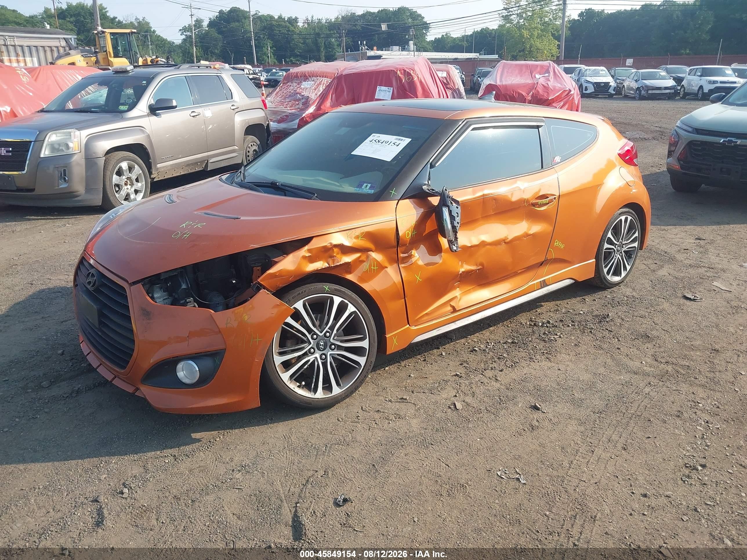 2015 Hyundai Veloster Turbo Orange vin: KMHTC6AE5FU217848