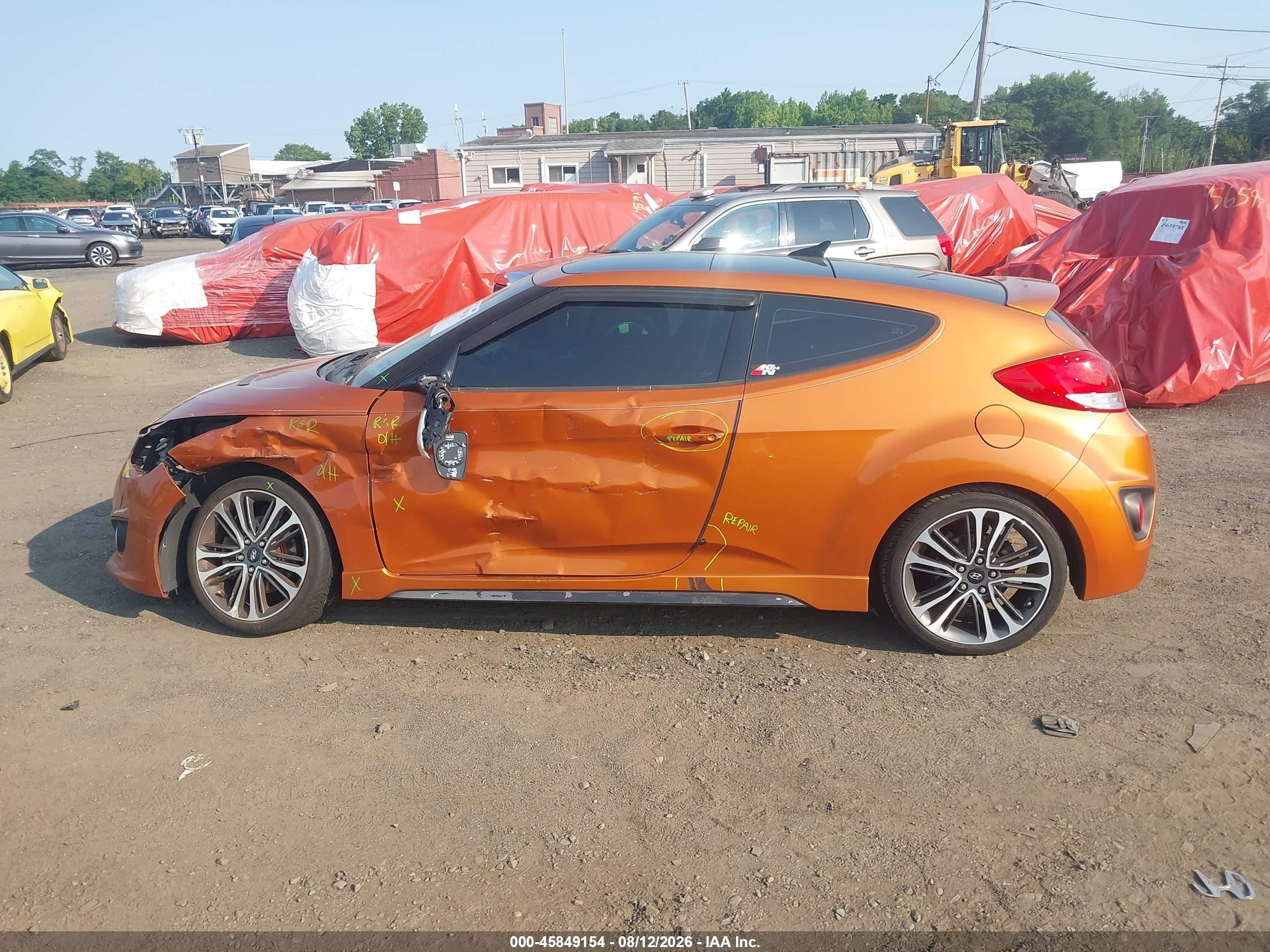 2015 Hyundai Veloster Turbo Orange vin: KMHTC6AE5FU217848