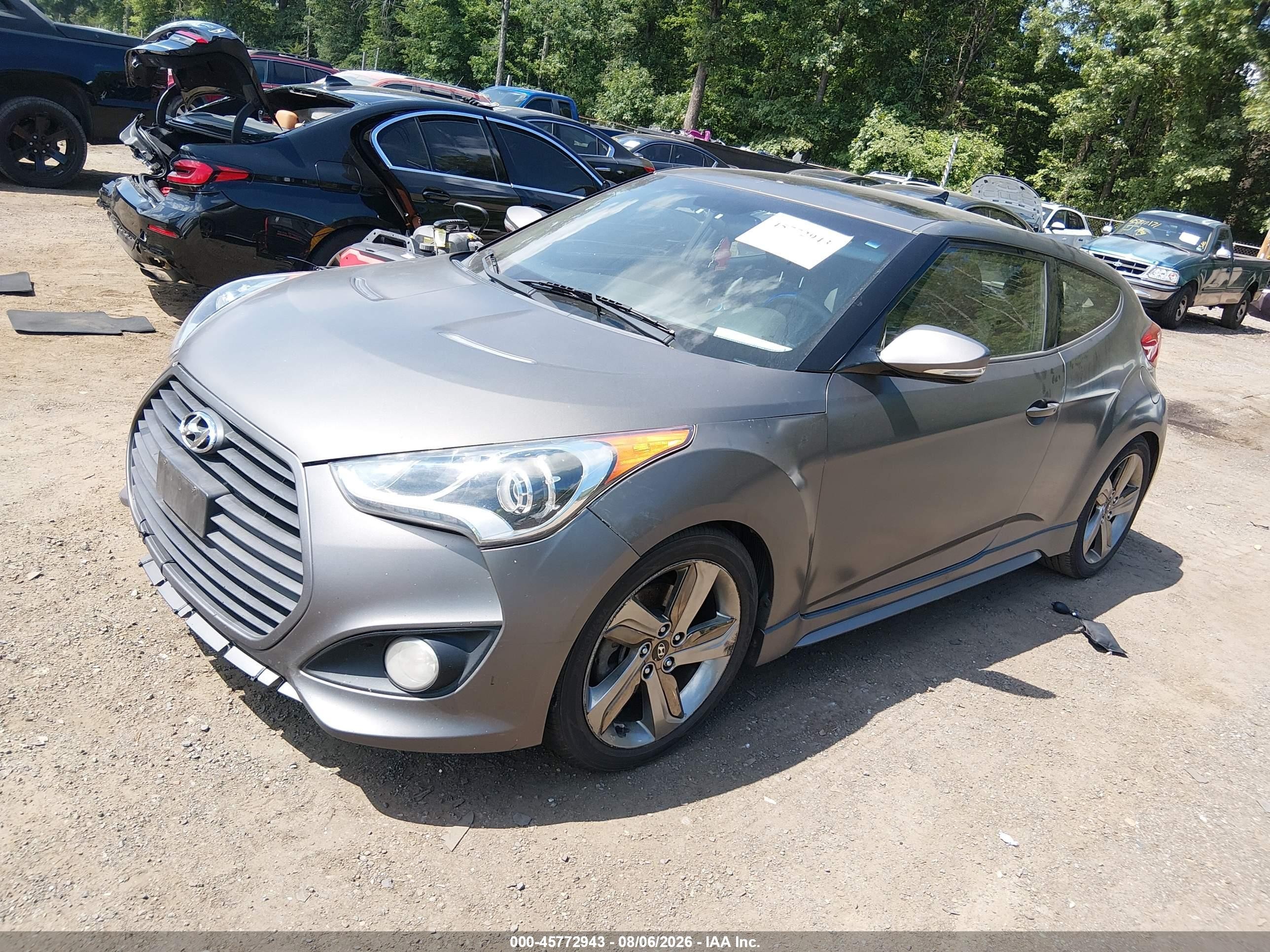 2013 Hyundai Veloster Turbo W/blue Gray vin: KMHTC6AE6DU082652