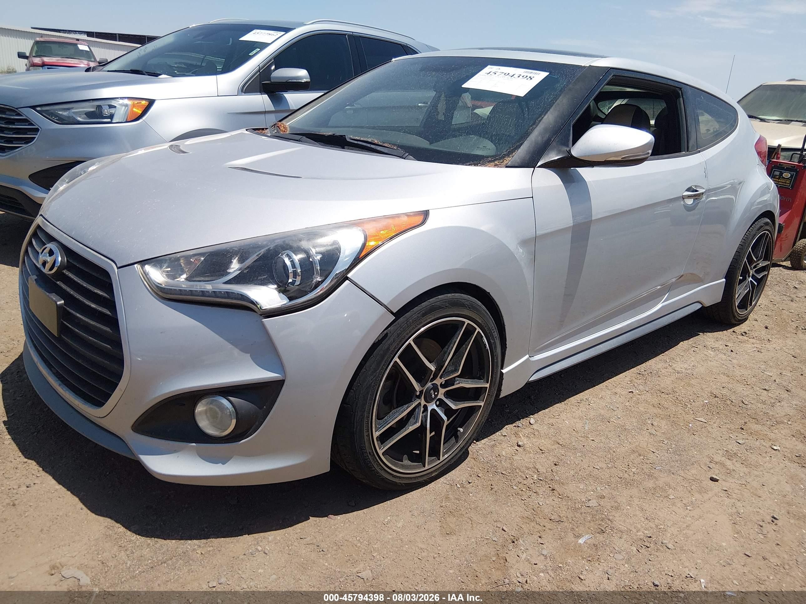 2013 Hyundai Veloster Turbo W/black Silver vin: KMHTC6AE6DU104634