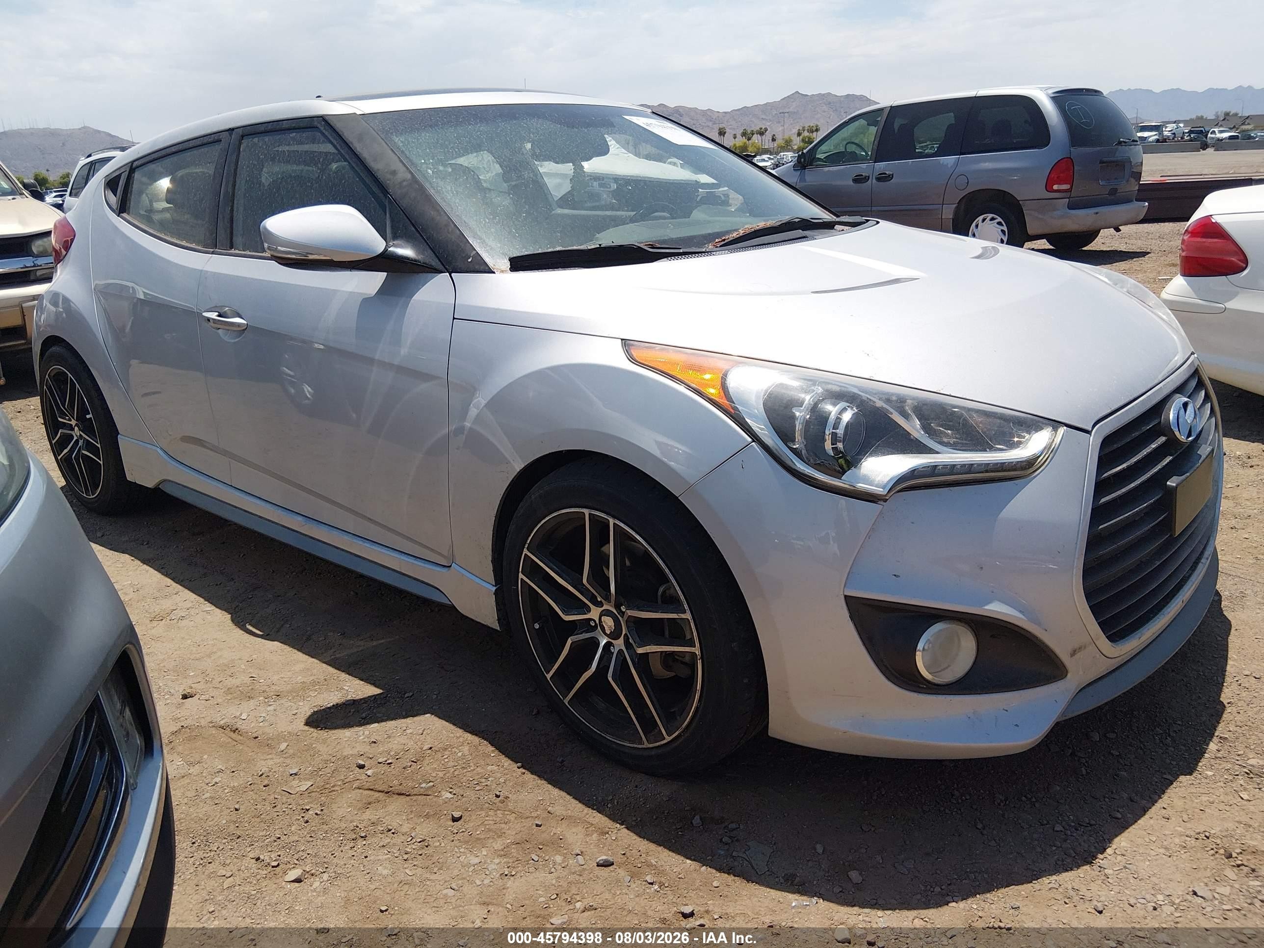 2013 Hyundai Veloster Turbo W/black Silver vin: KMHTC6AE6DU104634