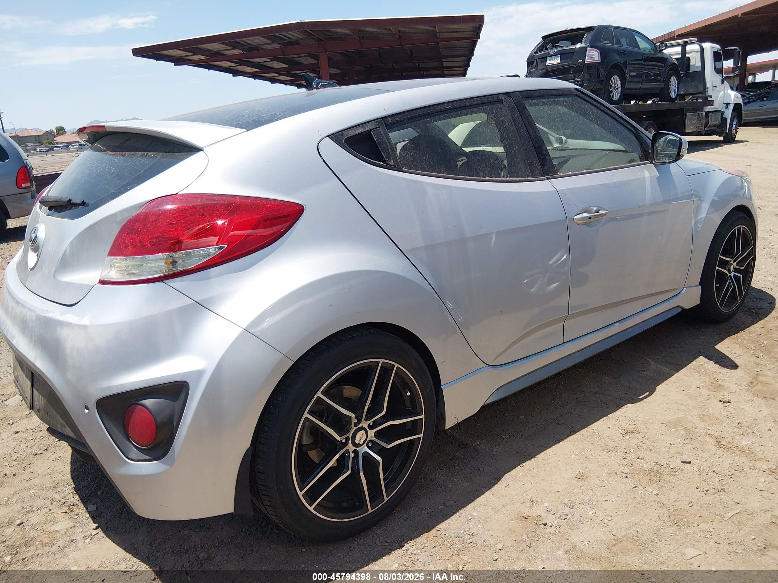2013 Hyundai Veloster Turbo W/black Silver vin: KMHTC6AE6DU104634