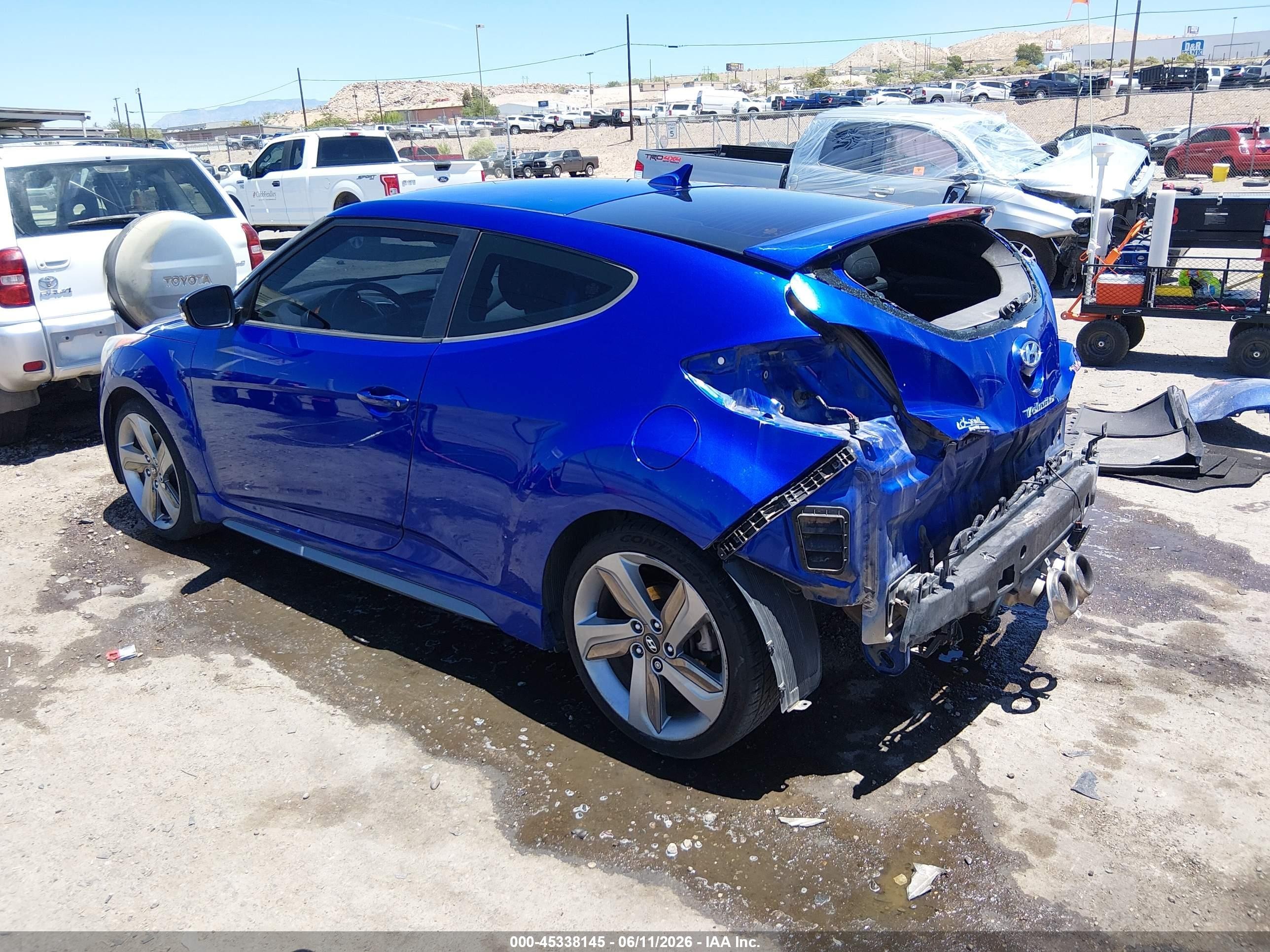 2013 Hyundai Veloster Turbo W/black Blue vin: KMHTC6AE6DU157690