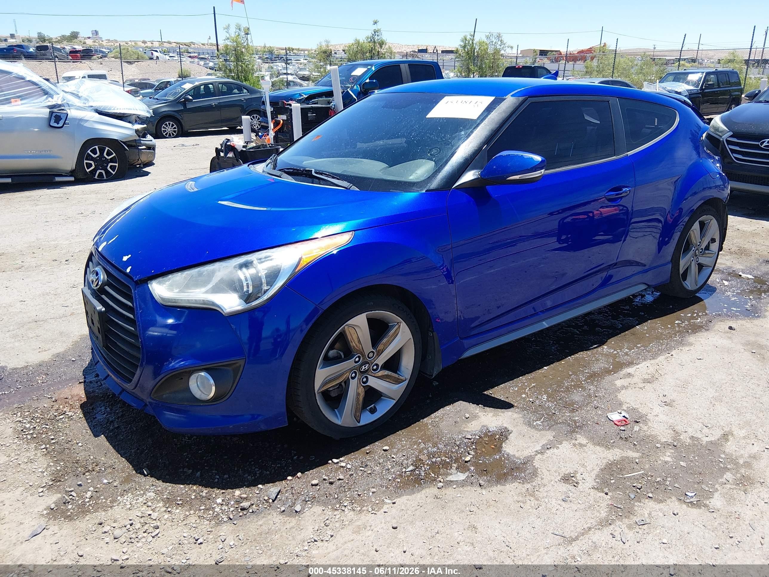 2013 Hyundai Veloster Turbo W/black Blue vin: KMHTC6AE6DU157690