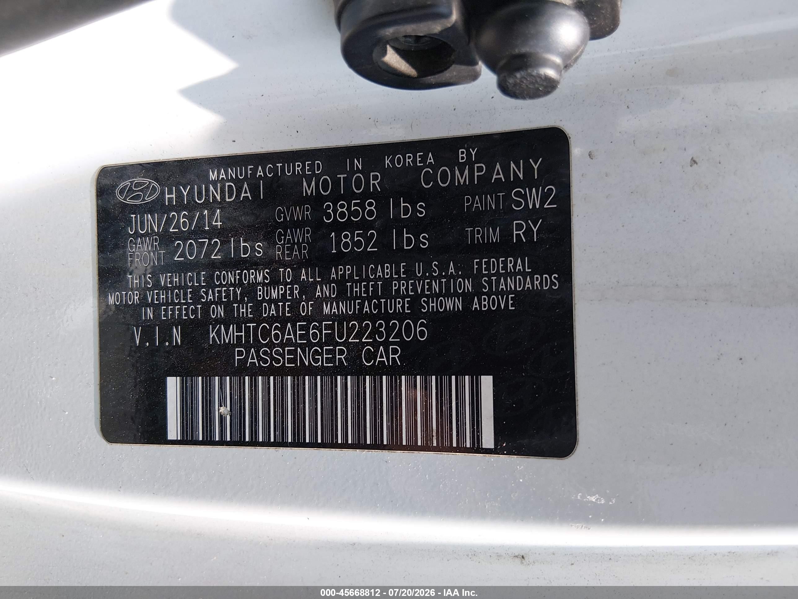 2015 Hyundai Veloster Turbo White vin: KMHTC6AE6FU223206