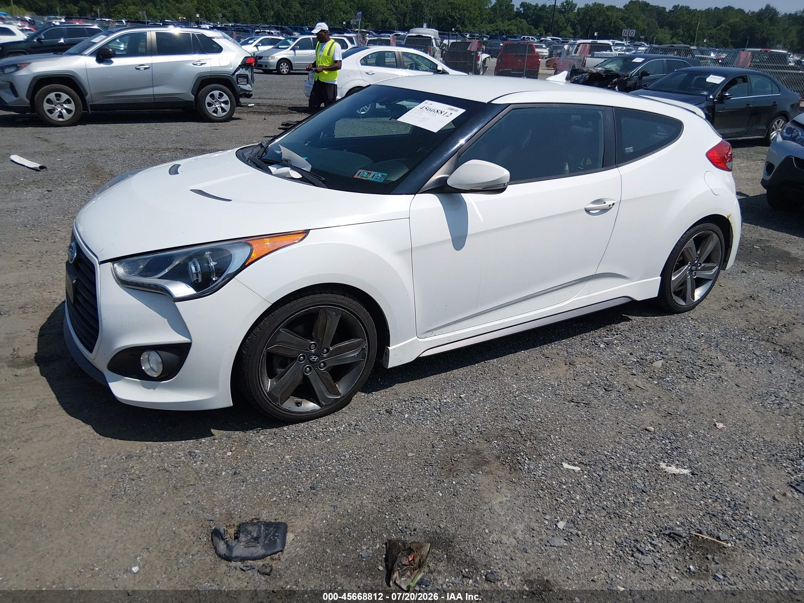 2015 Hyundai Veloster Turbo White vin: KMHTC6AE6FU223206