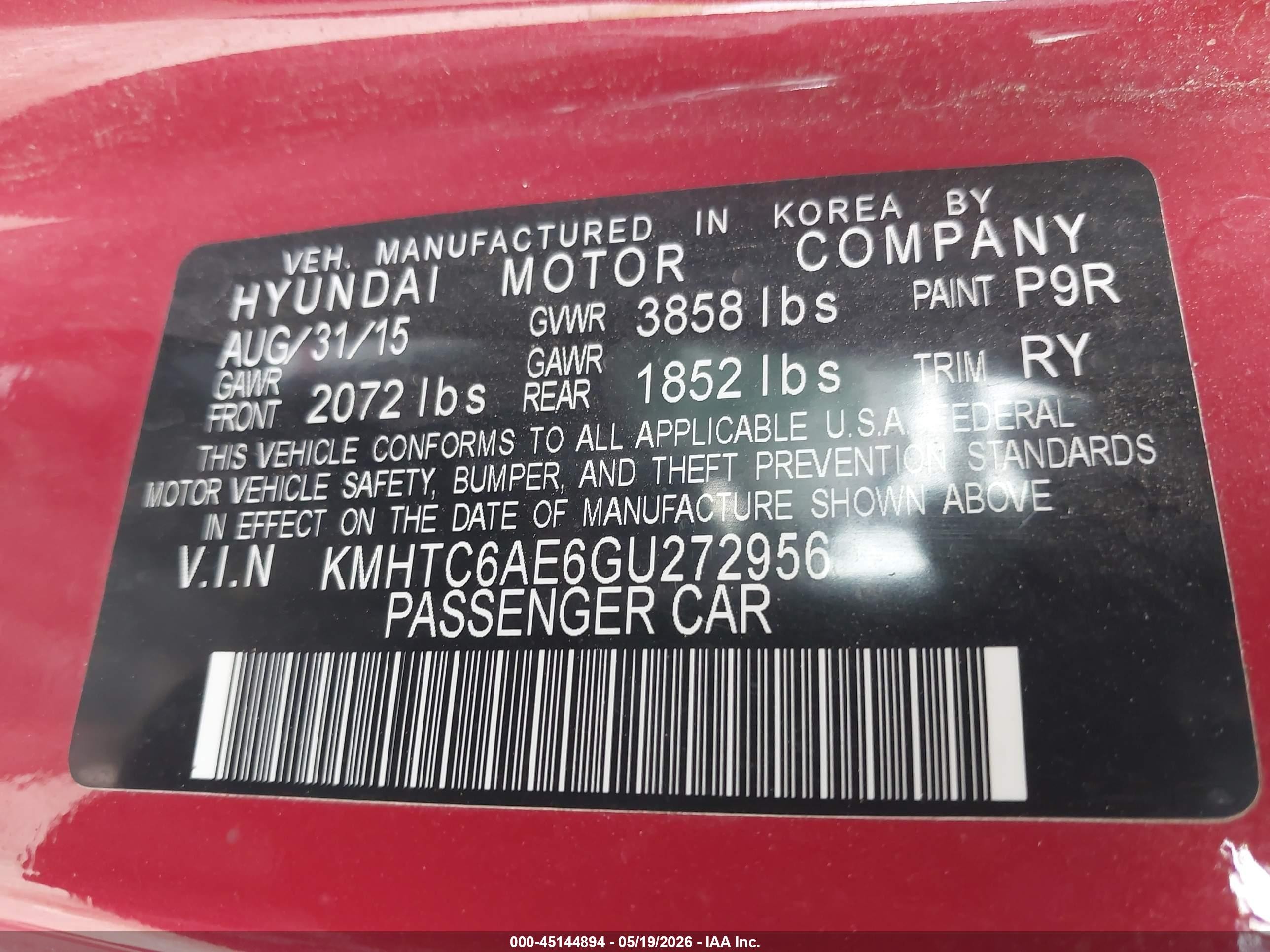 2016 Hyundai Veloster Turbo Red vin: KMHTC6AE6GU272956