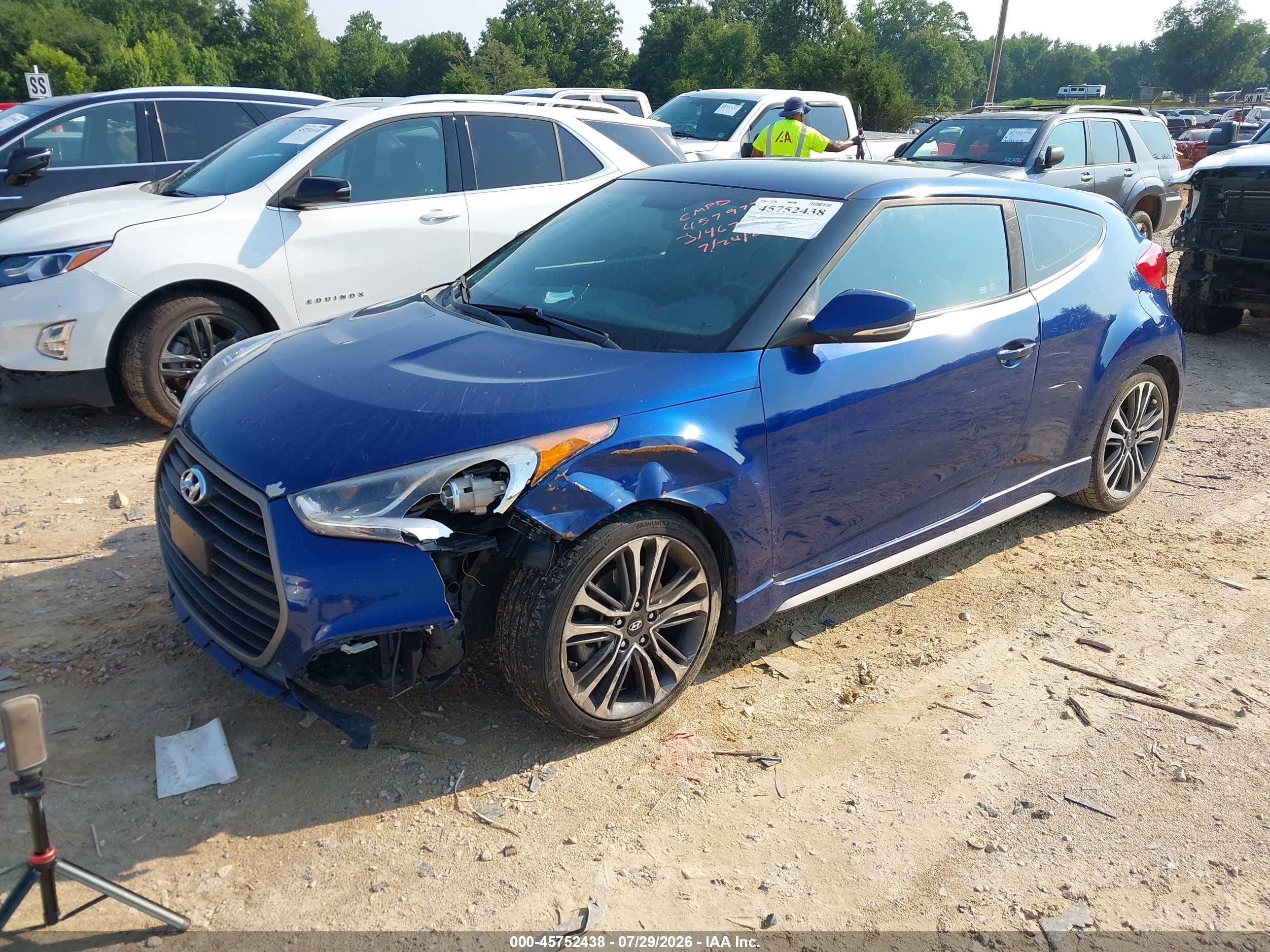 2017 Hyundai Veloster Turbo Blue vin: KMHTC6AE6HU314673