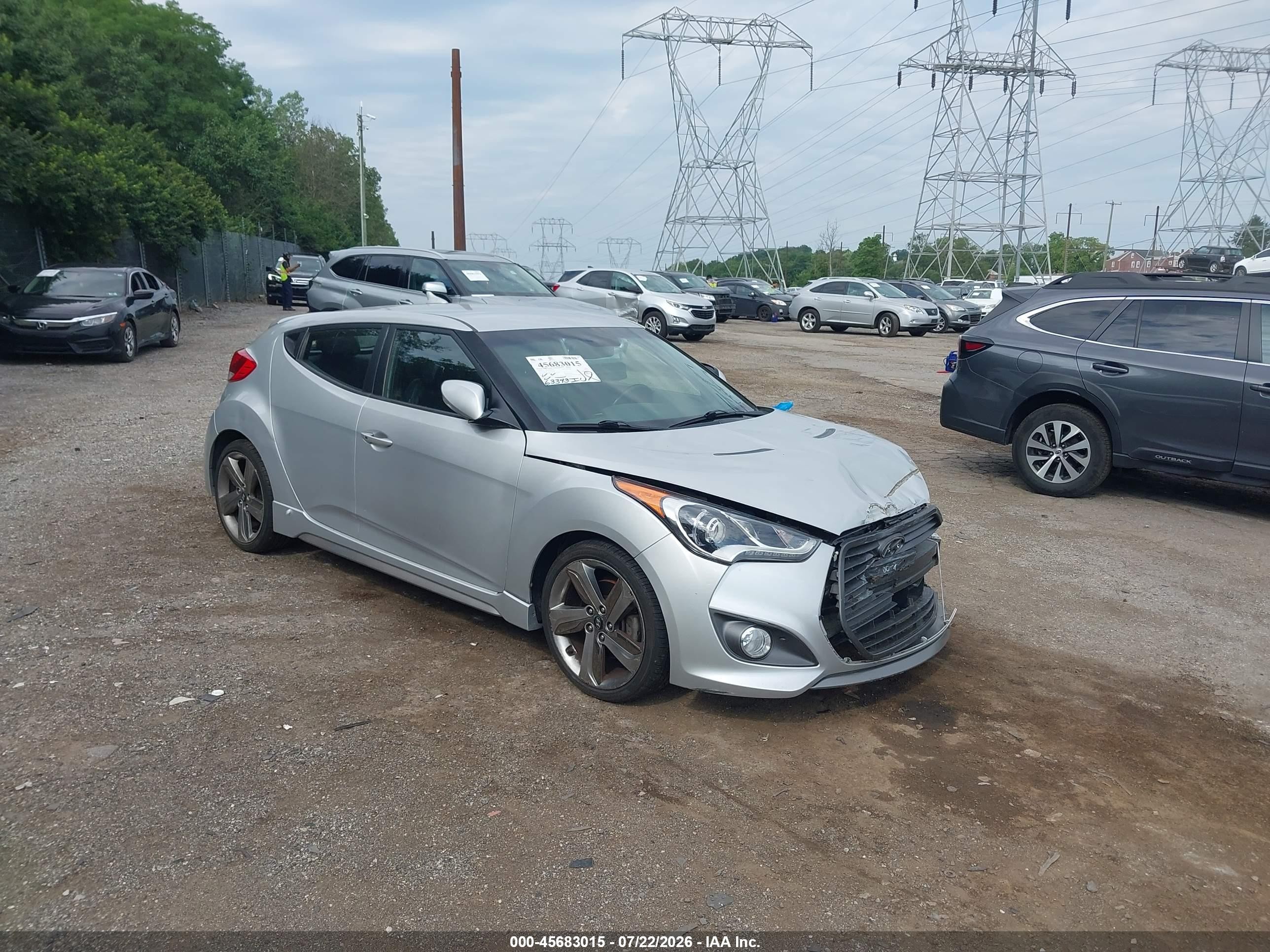 2013 Hyundai Veloster Turbo W/black Silver vin: KMHTC6AE7DU142597