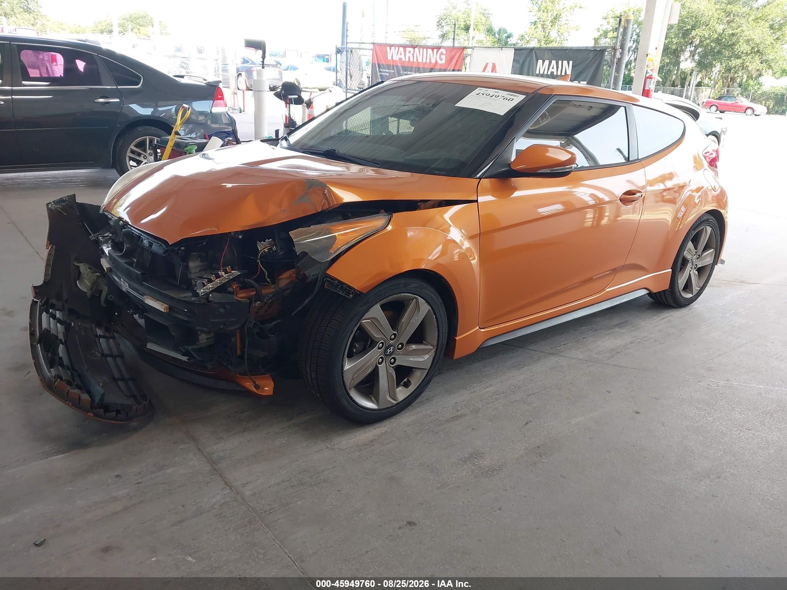 2013 Hyundai Veloster Turbo W/black Orange vin: KMHTC6AE7DU172361