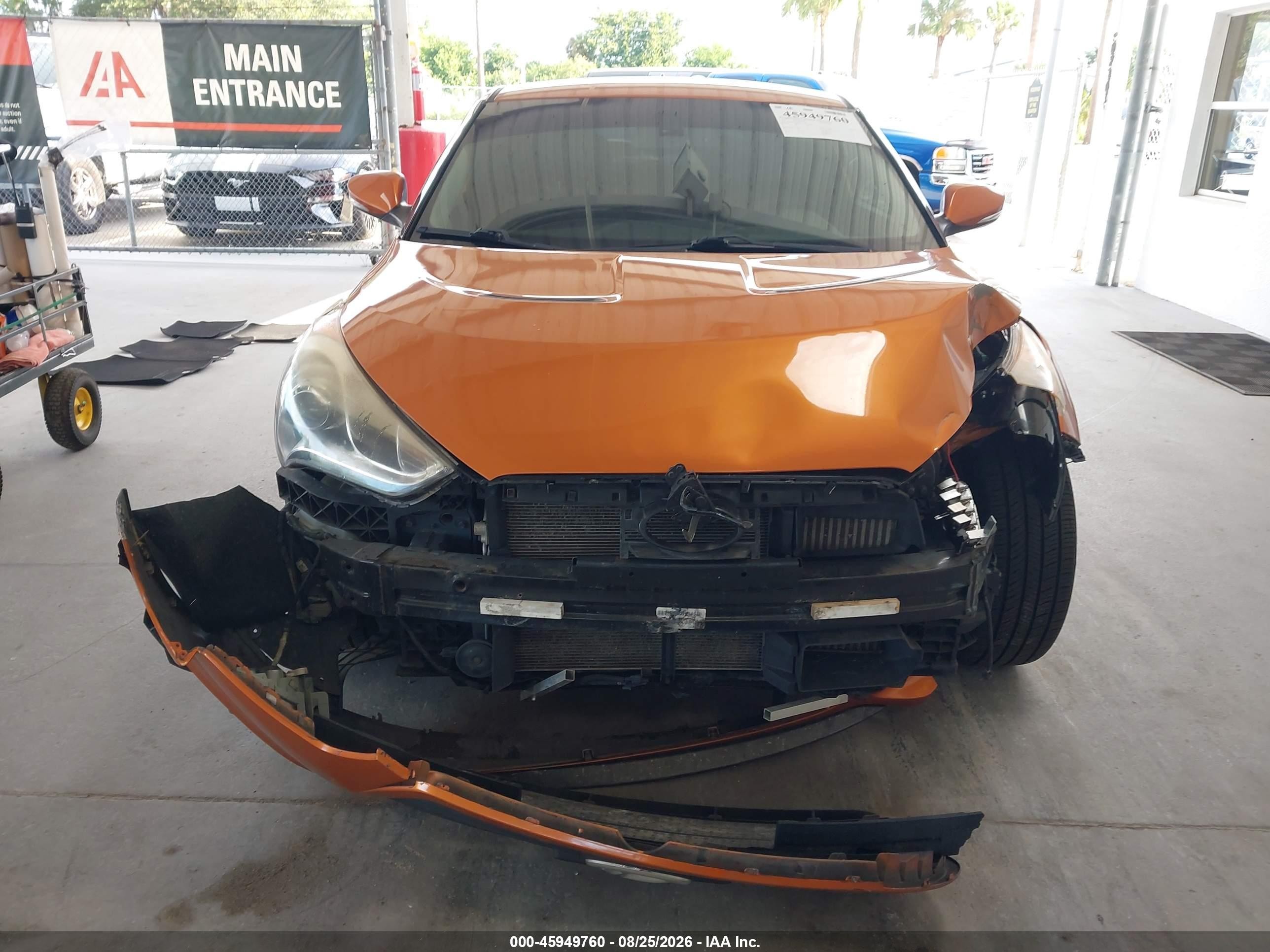 2013 Hyundai Veloster Turbo W/black Orange vin: KMHTC6AE7DU172361