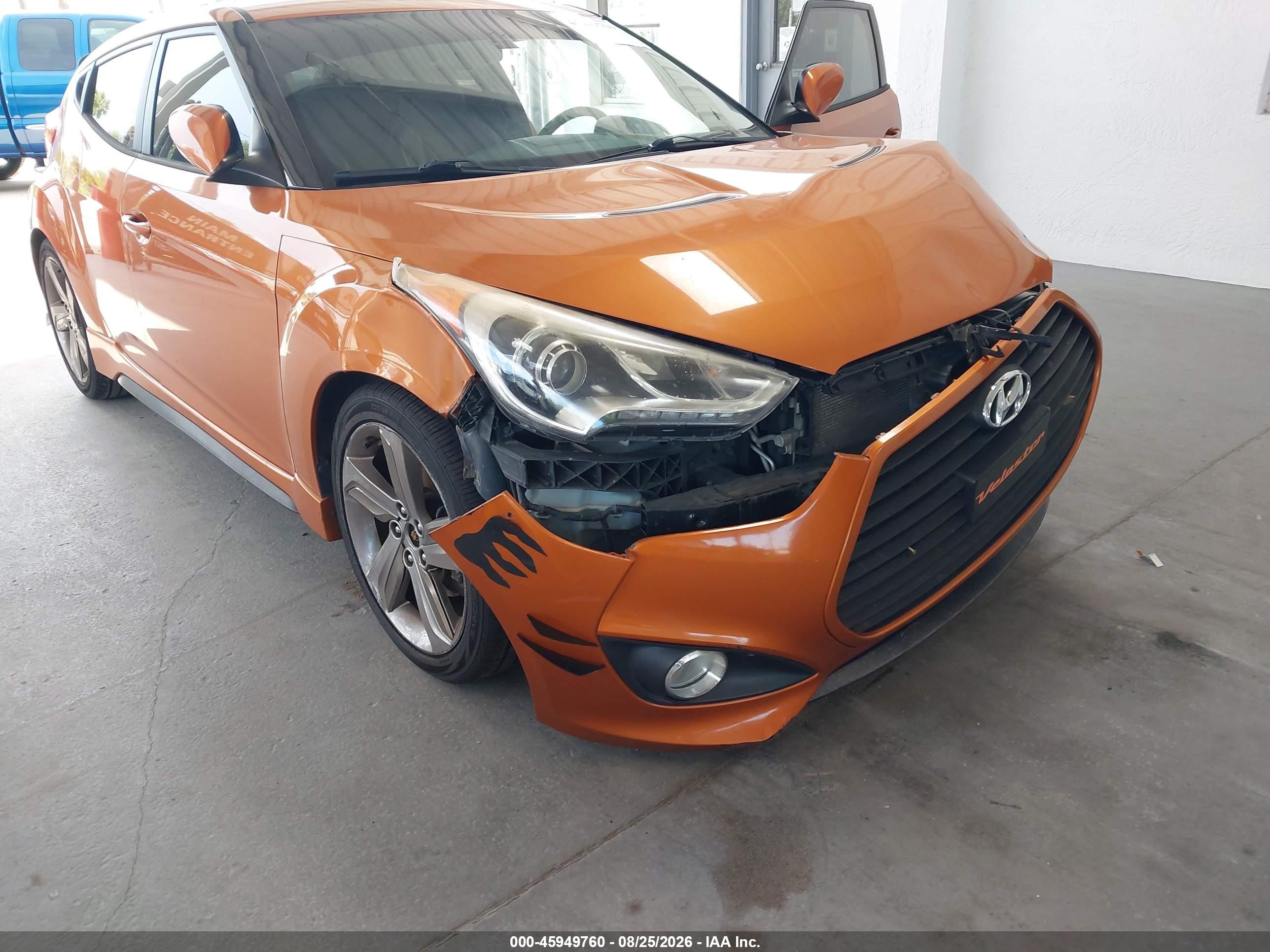 2013 Hyundai Veloster Turbo W/black Orange vin: KMHTC6AE7DU172361