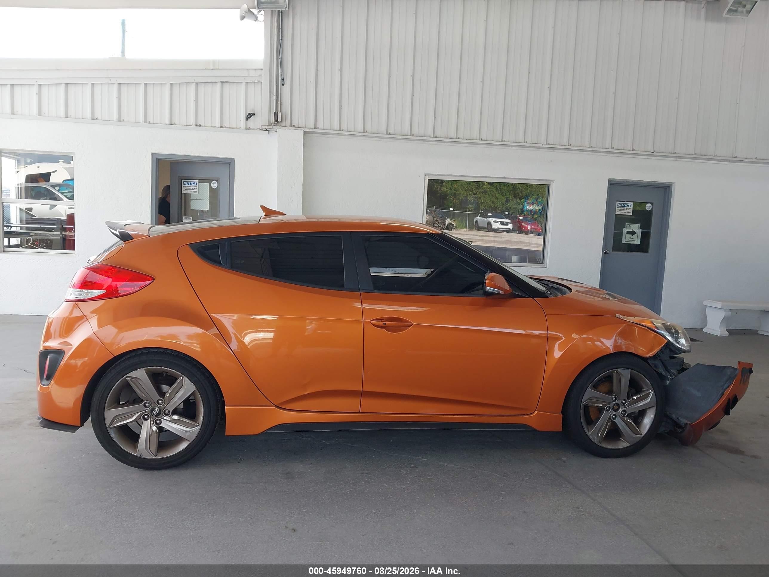 2013 Hyundai Veloster Turbo W/black Orange vin: KMHTC6AE7DU172361