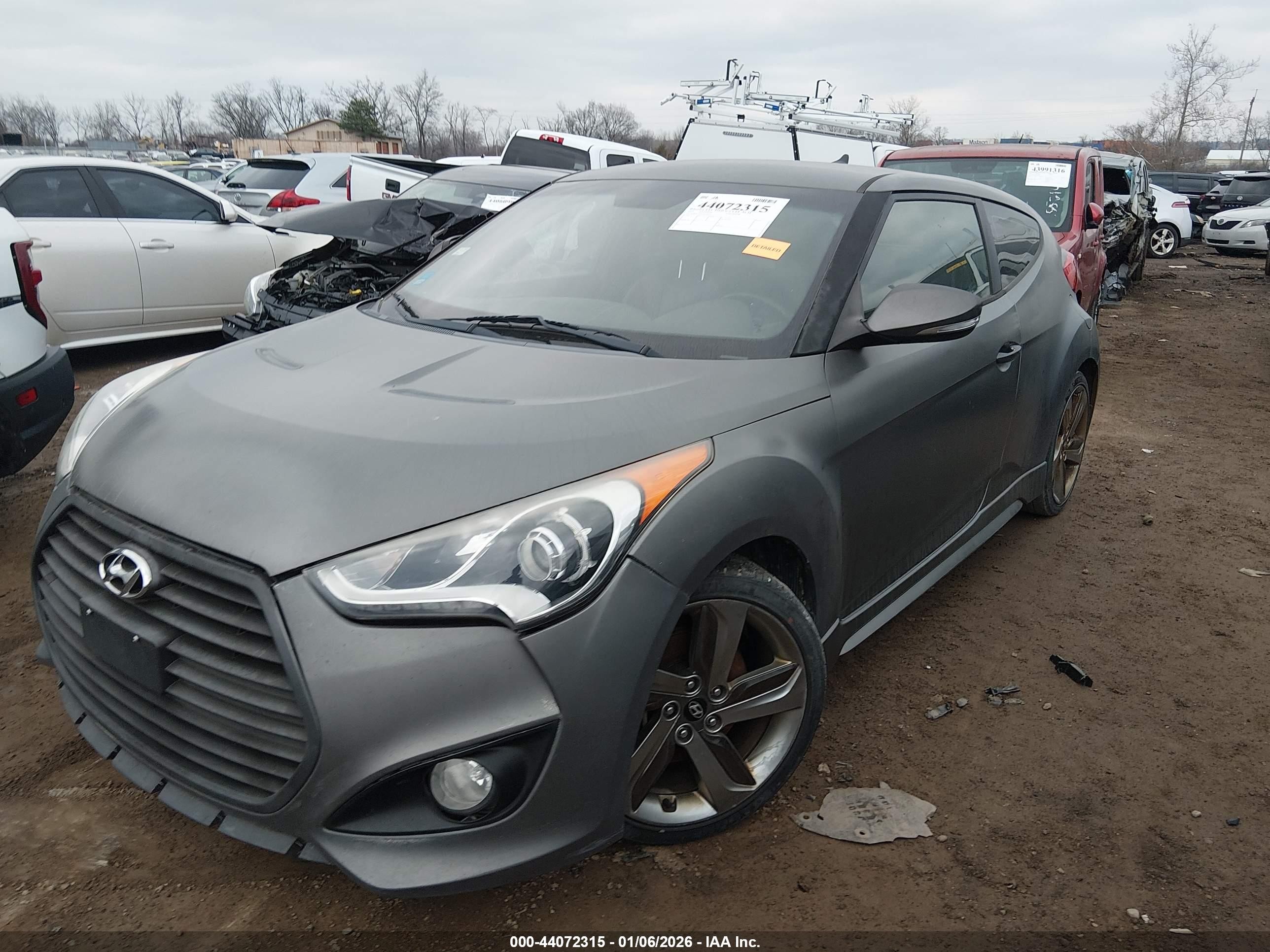2013 Hyundai Veloster Turbo W/blue Gray vin: KMHTC6AE7DU180587