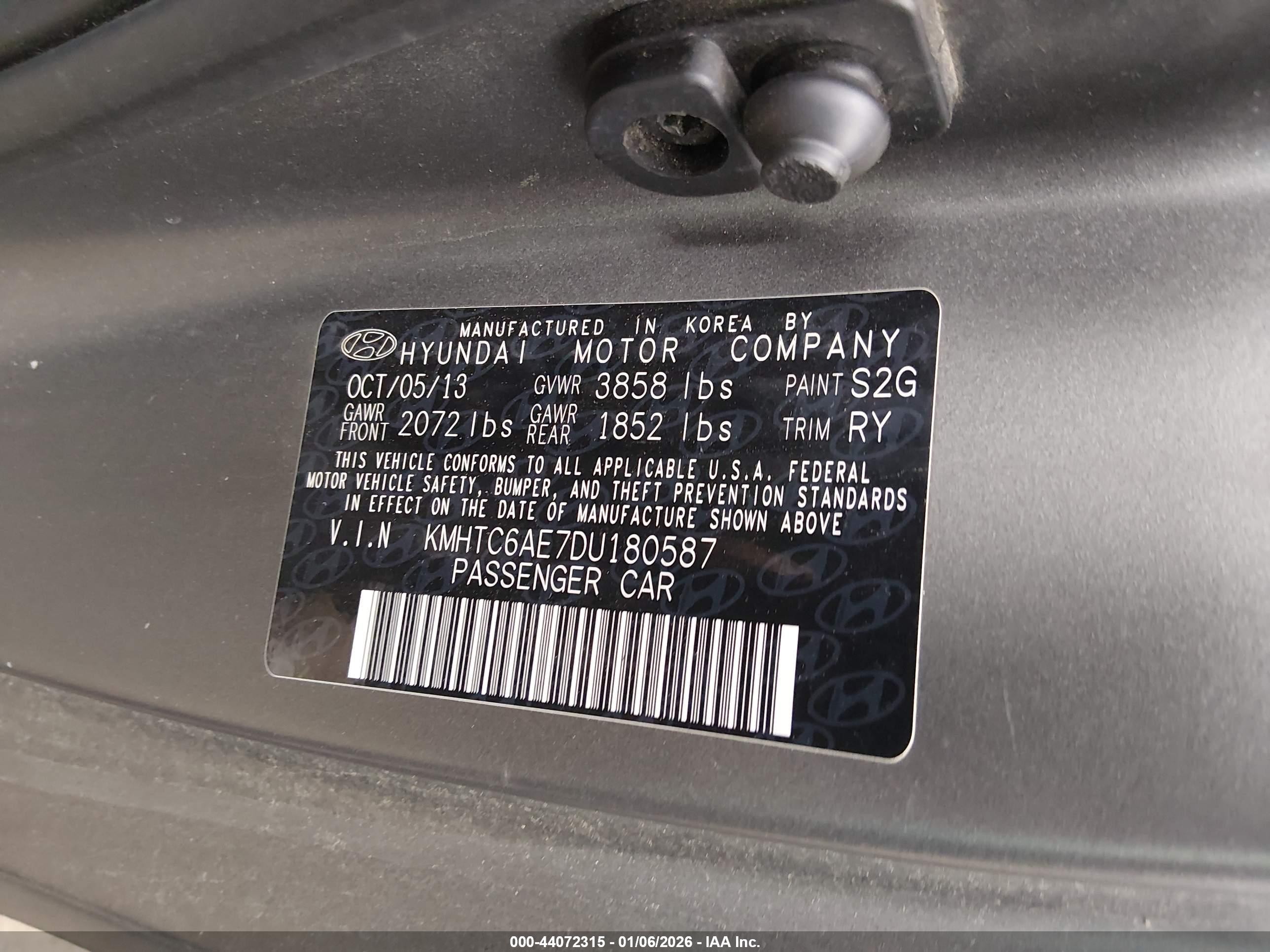 2013 Hyundai Veloster Turbo W/blue Gray vin: KMHTC6AE7DU180587