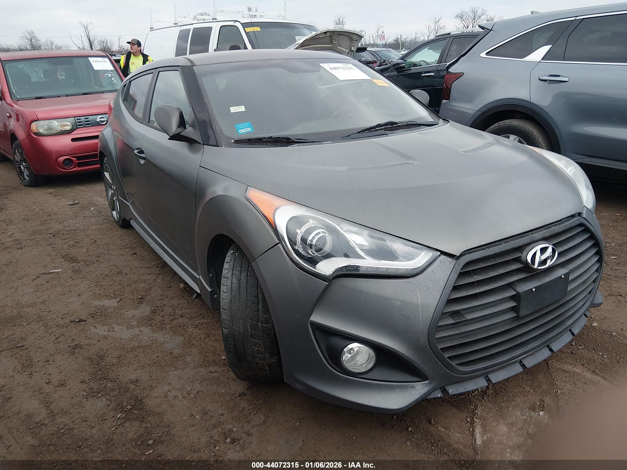 2013 Hyundai Veloster Turbo W/blue Gray vin: KMHTC6AE7DU180587