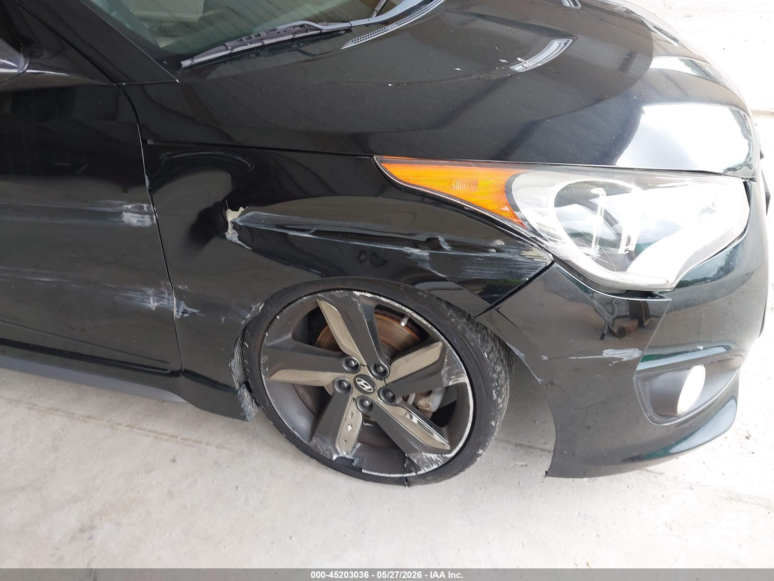 2014 Hyundai Veloster Turbo W/black Black vin: KMHTC6AE7EU195656
