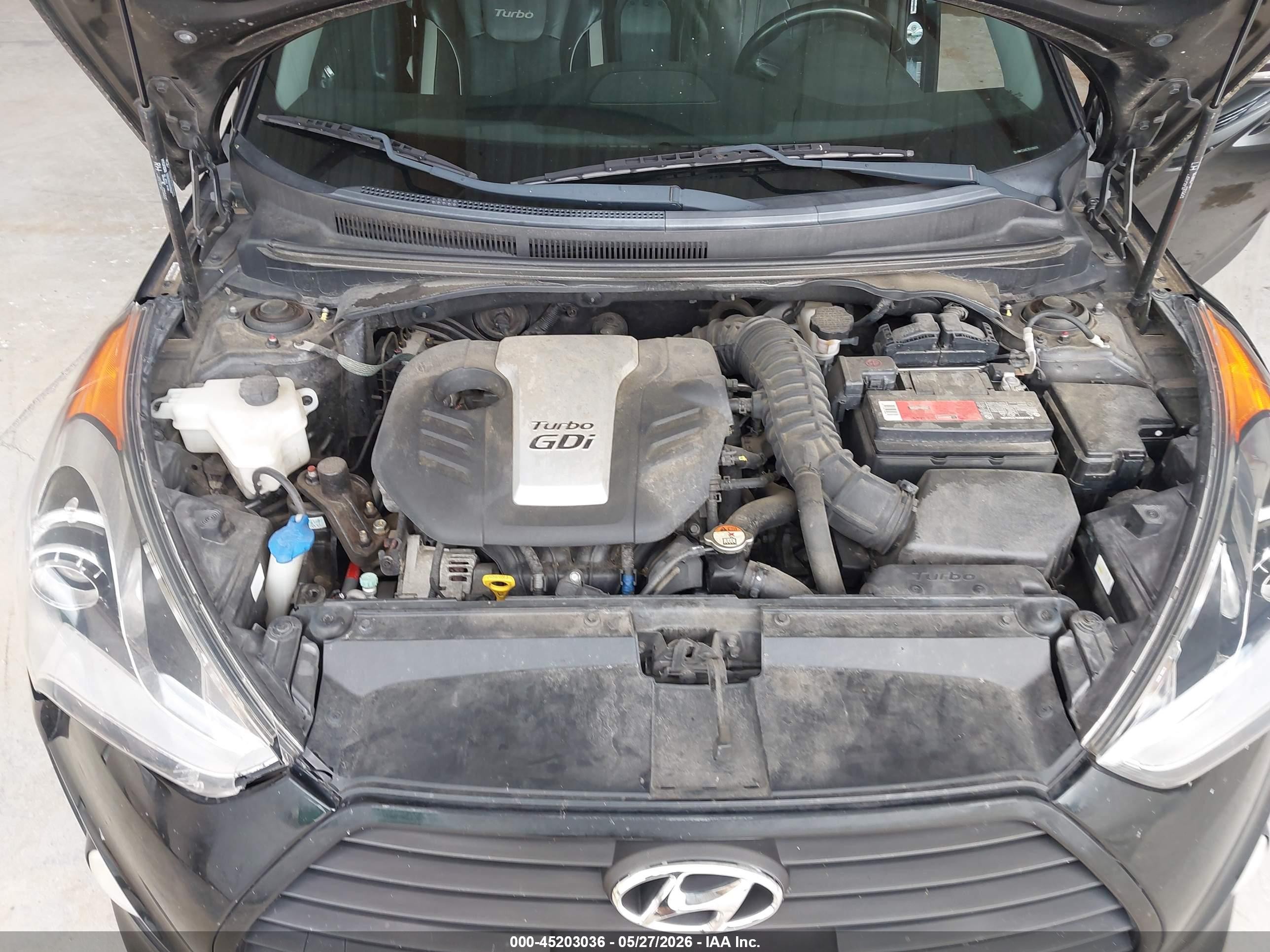 2014 Hyundai Veloster Turbo W/black Black vin: KMHTC6AE7EU195656