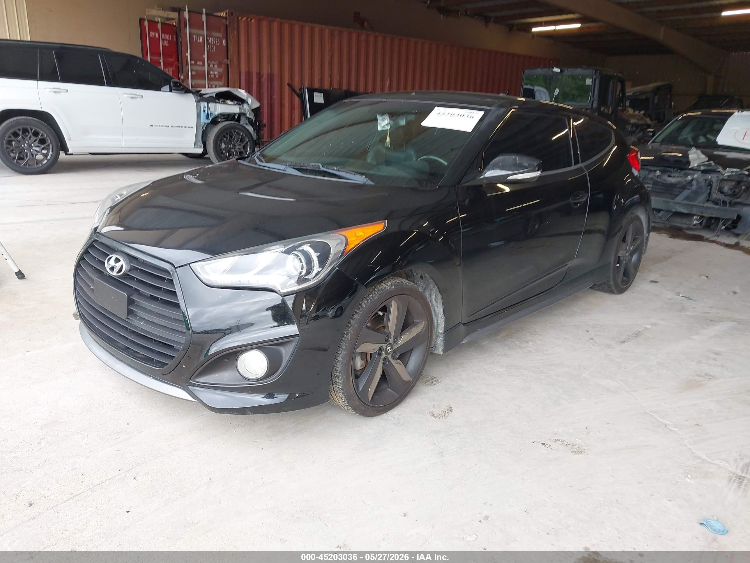 2014 Hyundai Veloster Turbo W/black Black vin: KMHTC6AE7EU195656