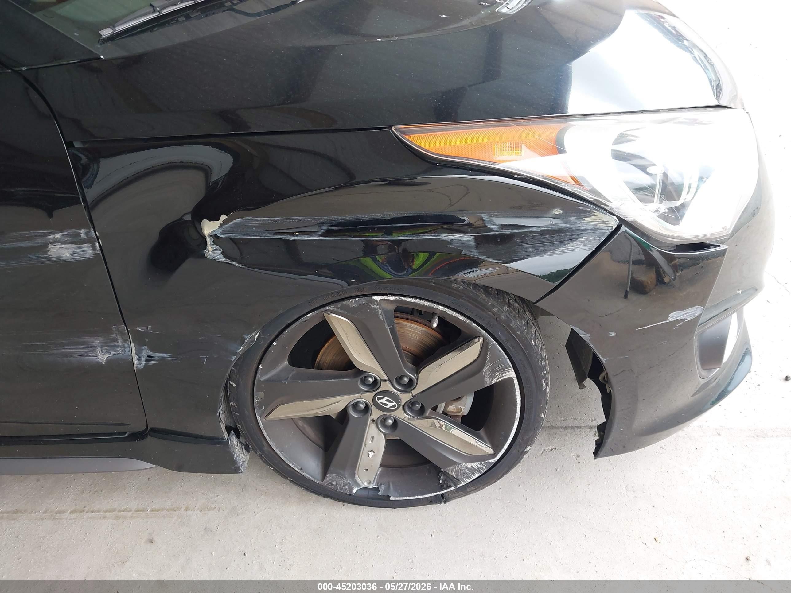 2014 Hyundai Veloster Turbo W/black Black vin: KMHTC6AE7EU195656